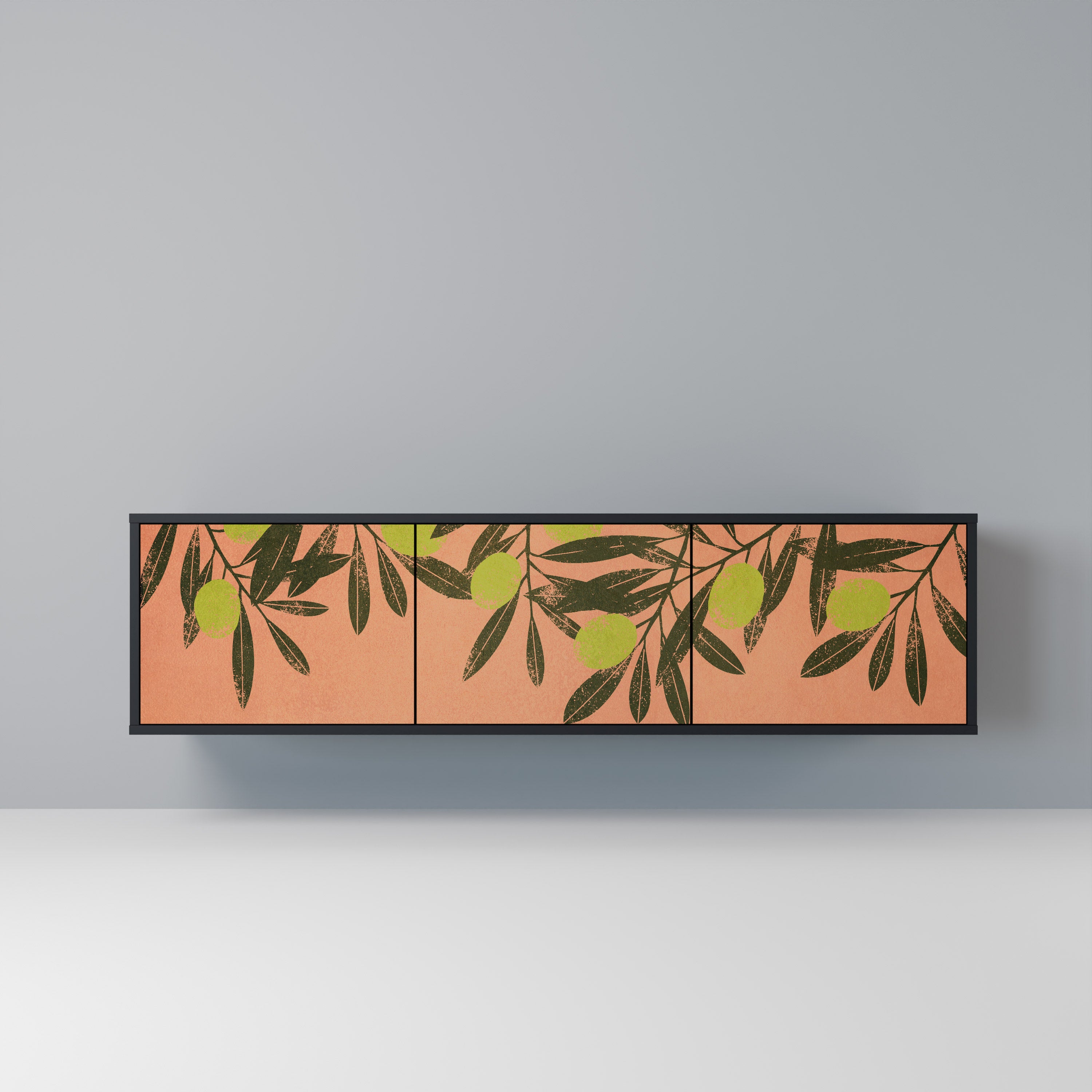 Mueble de TV de 3 puertas JUICY OLIVES con acabado negro