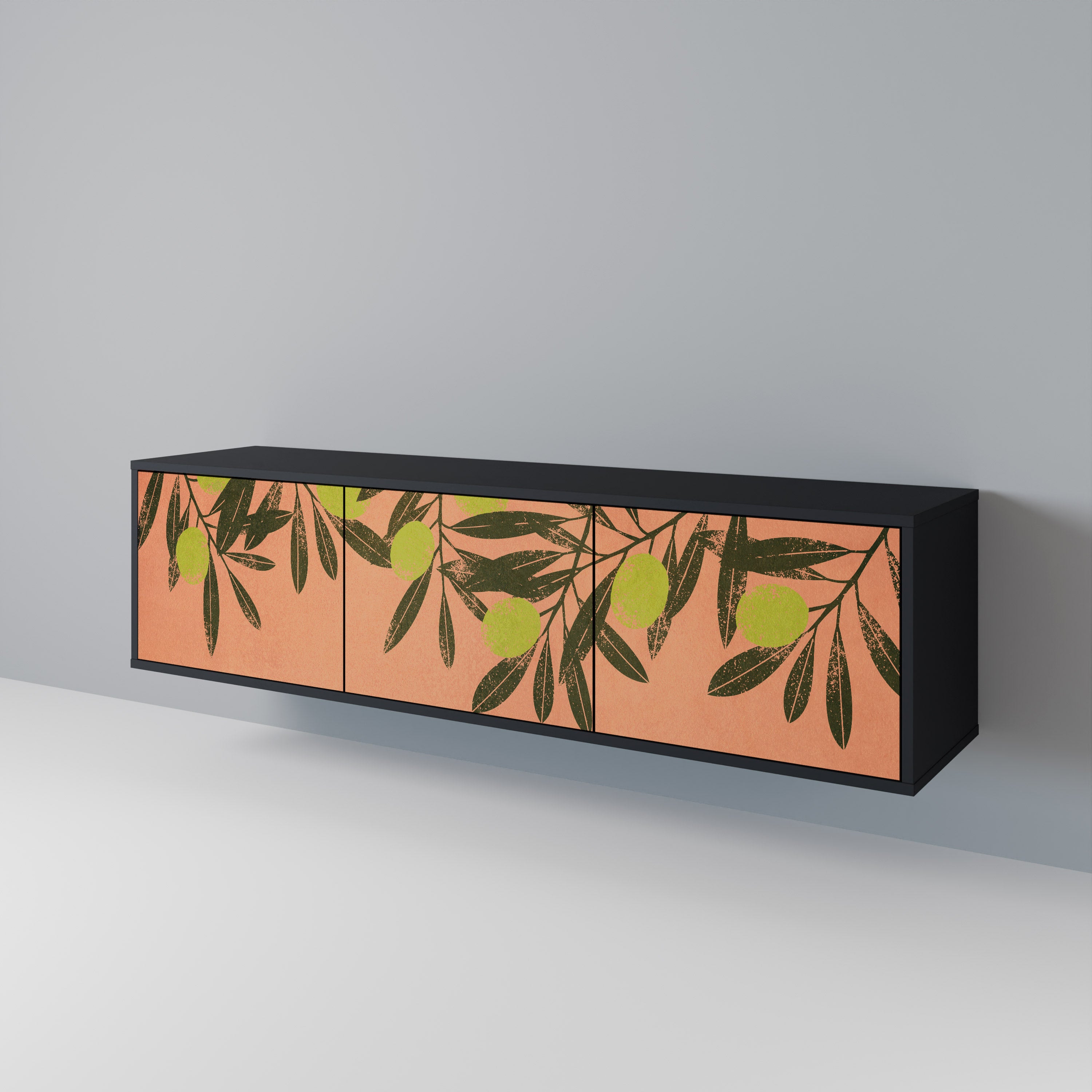 Mueble de TV de 3 puertas JUICY OLIVES con acabado negro