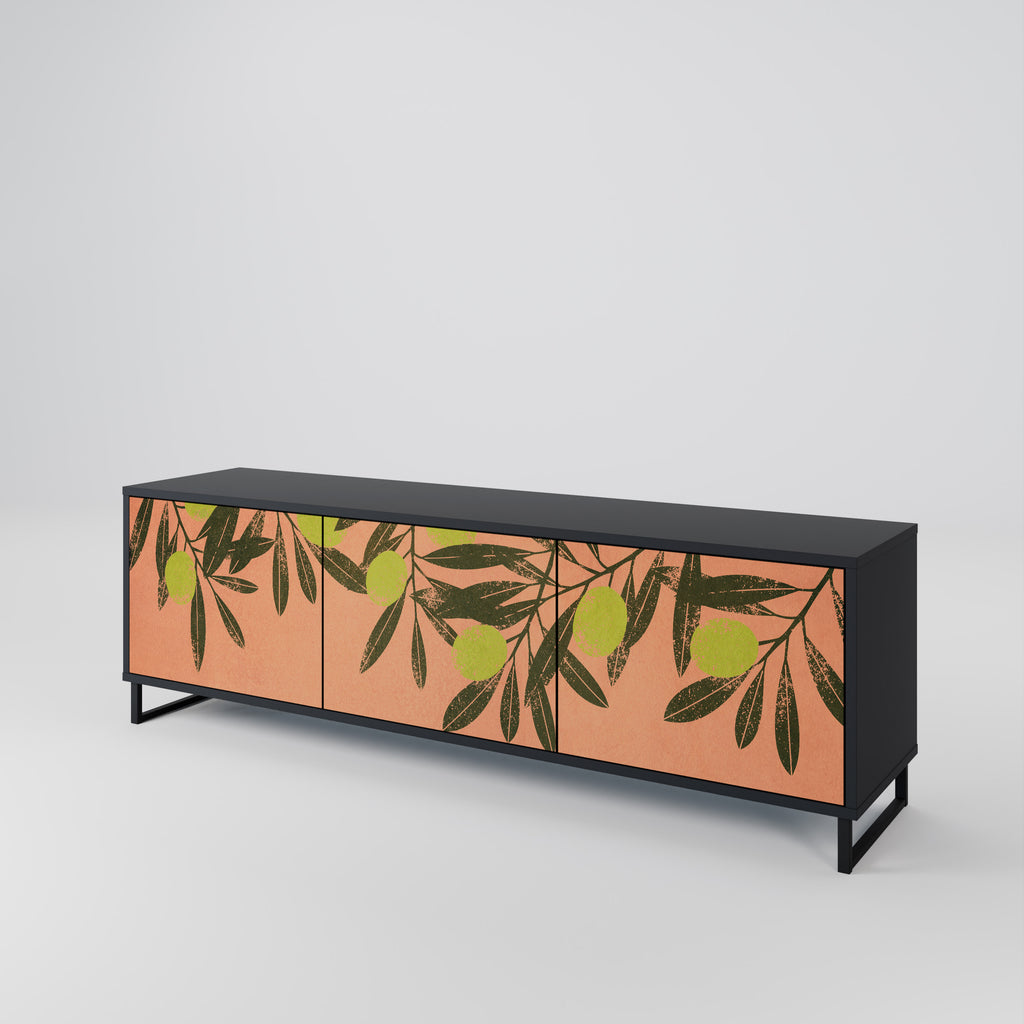 Mueble de TV de 3 puertas JUICY OLIVES con acabado negro