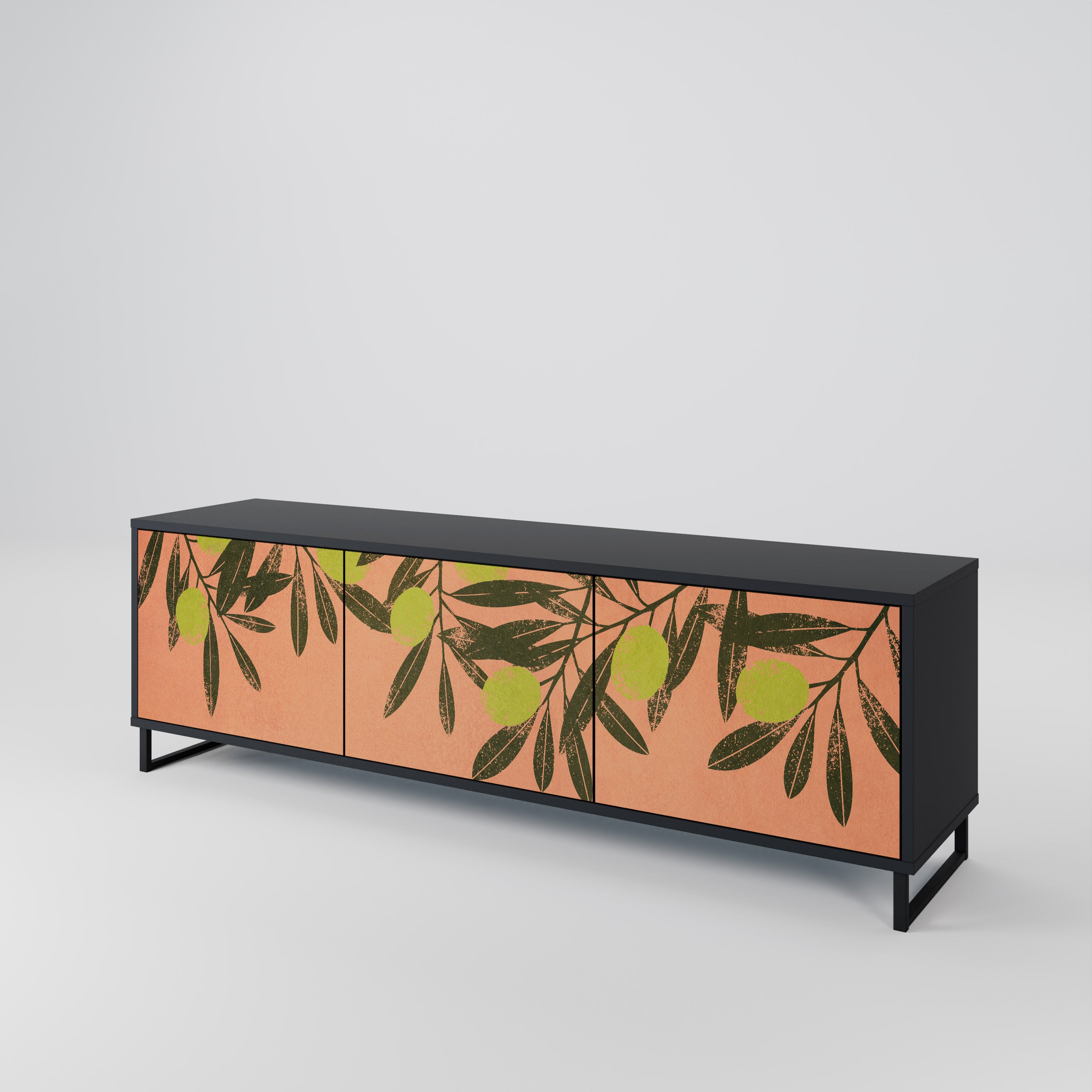 Mueble de TV de 3 puertas JUICY OLIVES con acabado negro