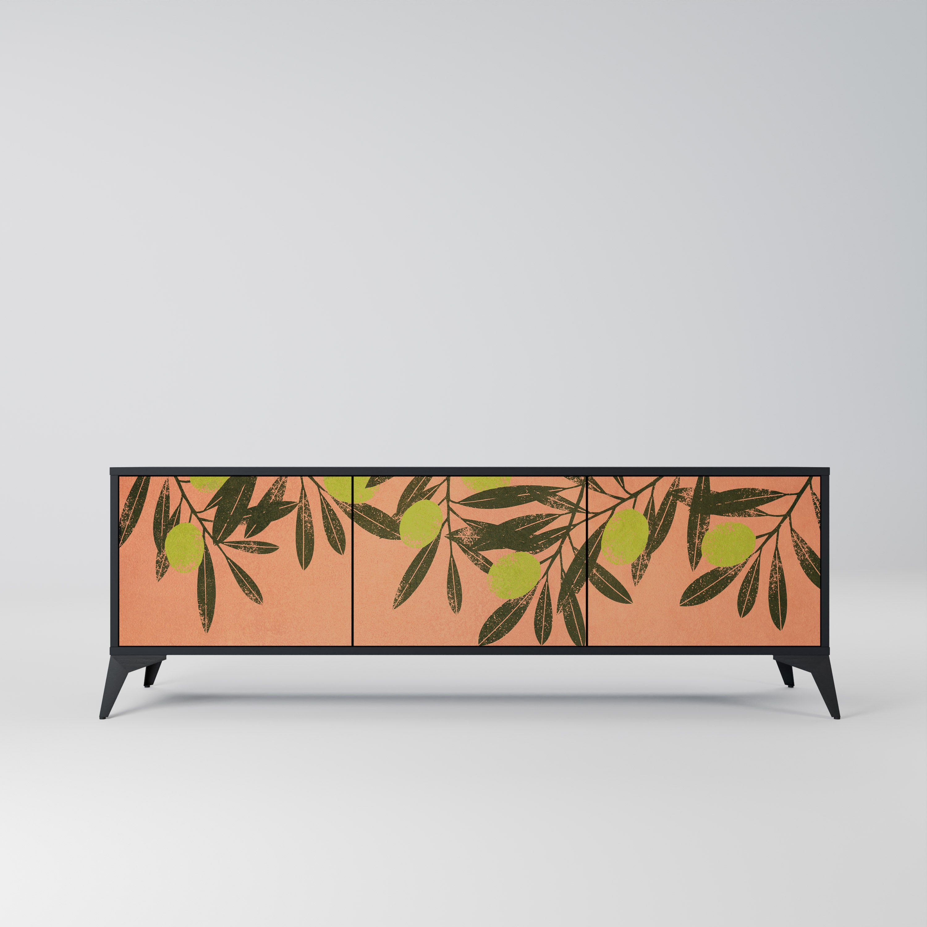 Mueble de TV de 3 puertas JUICY OLIVES con acabado negro