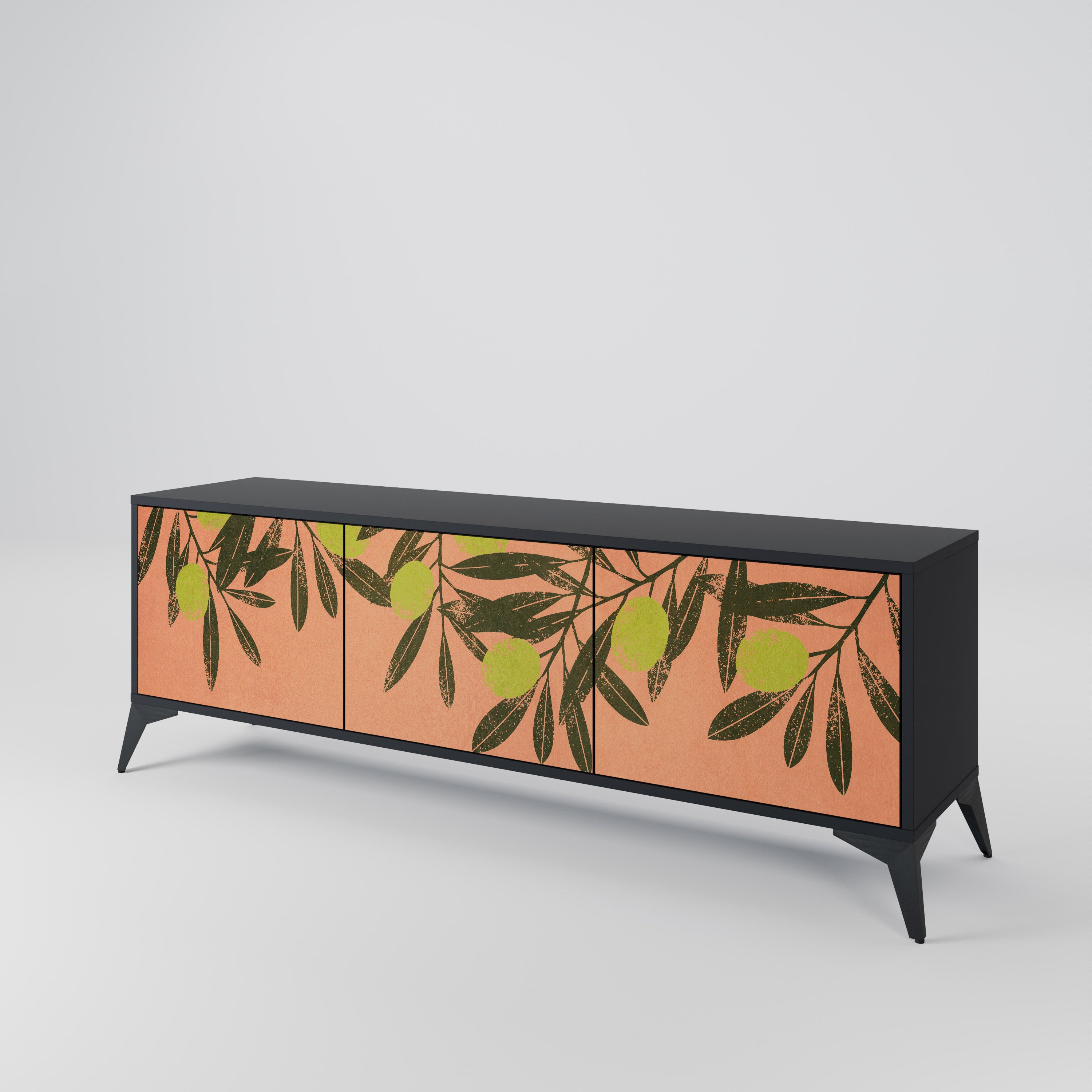 Mueble de TV de 3 puertas JUICY OLIVES con acabado negro