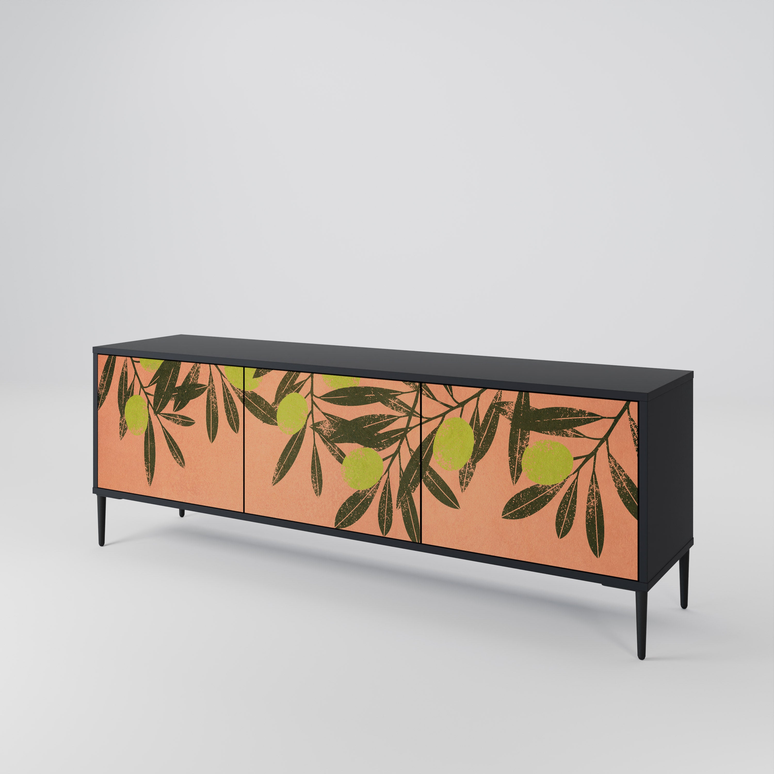 Mueble de TV de 3 puertas JUICY OLIVES con acabado negro