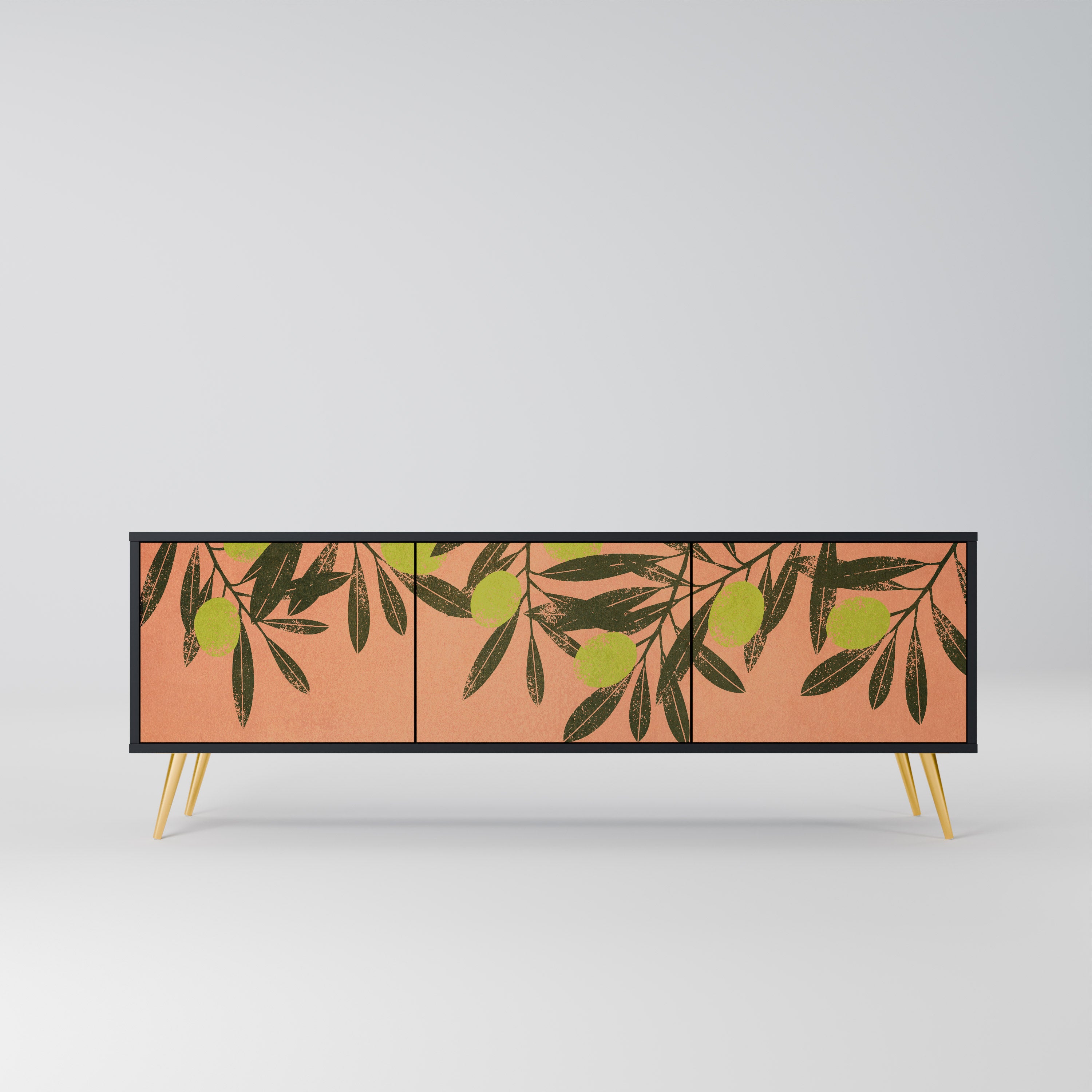 Mueble de TV de 3 puertas JUICY OLIVES con acabado negro