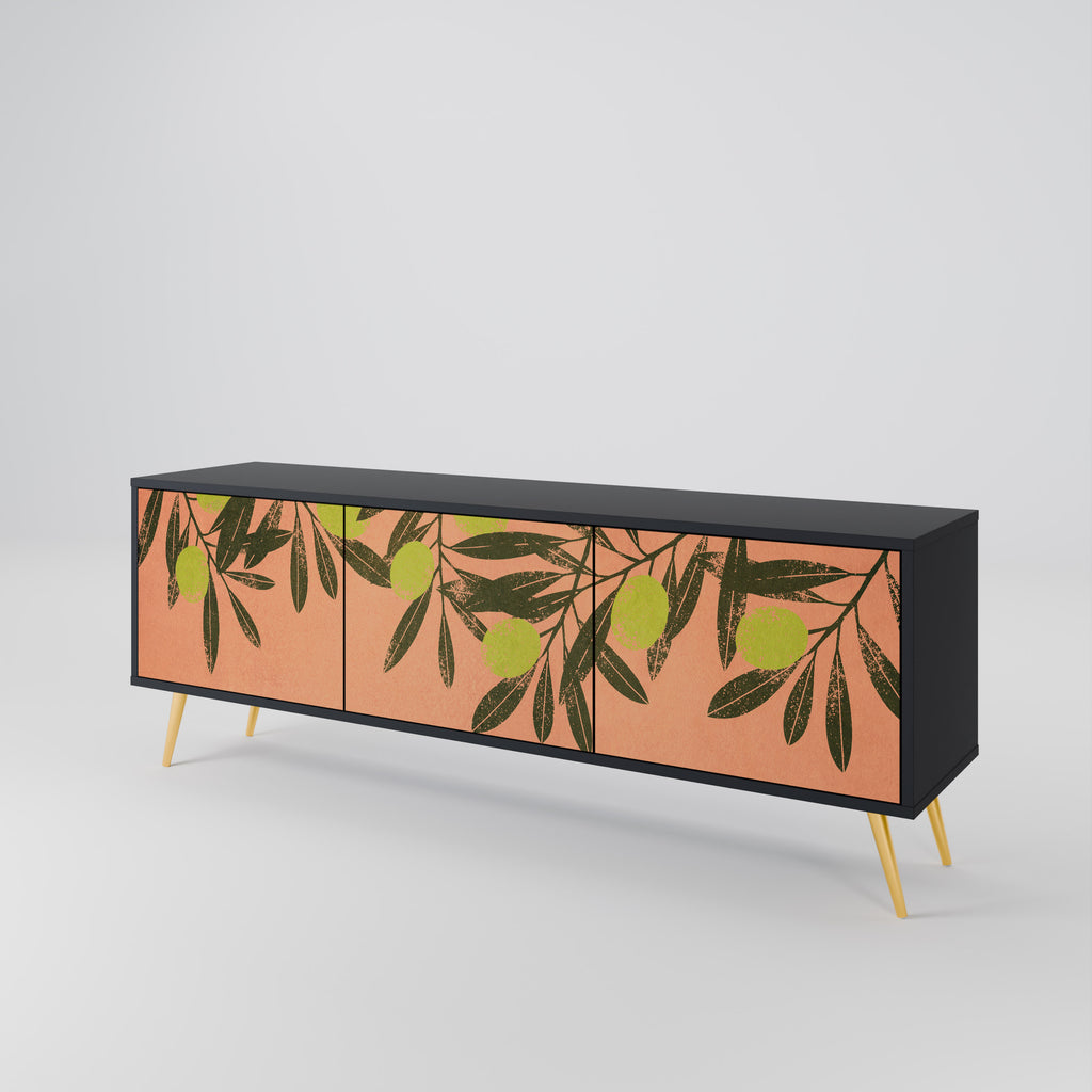 Mueble de TV de 3 puertas JUICY OLIVES con acabado negro