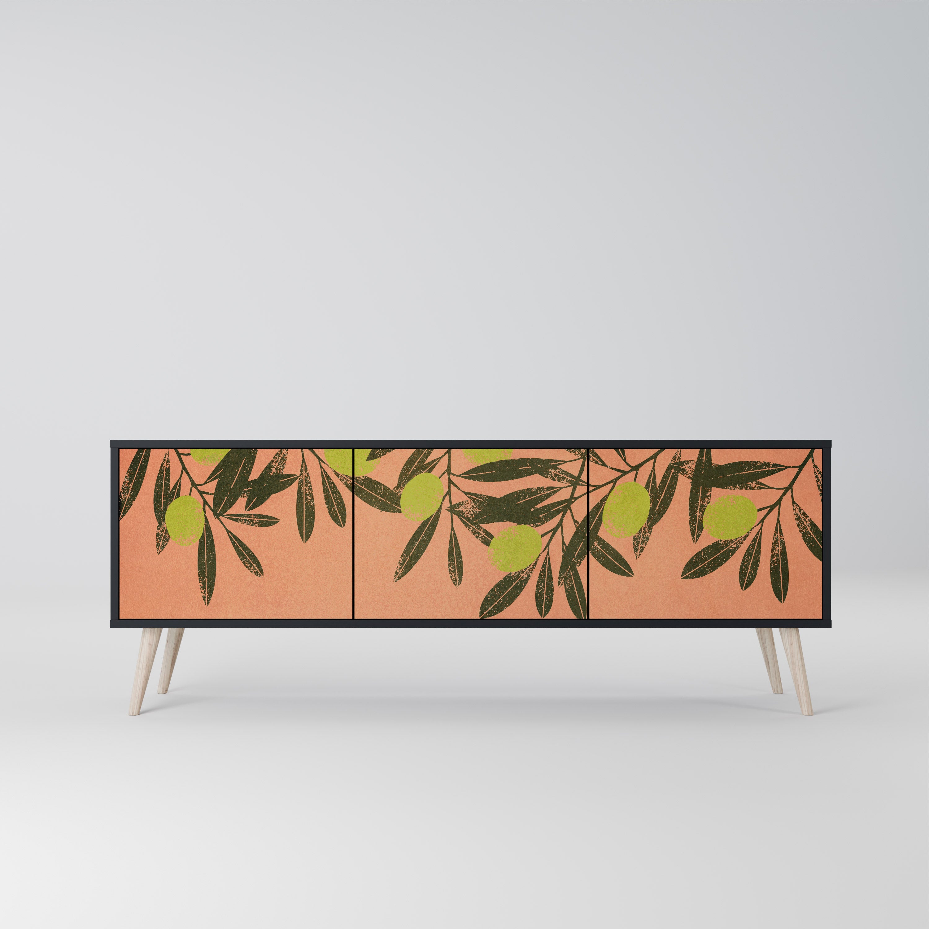 Mueble de TV de 3 puertas JUICY OLIVES con acabado negro