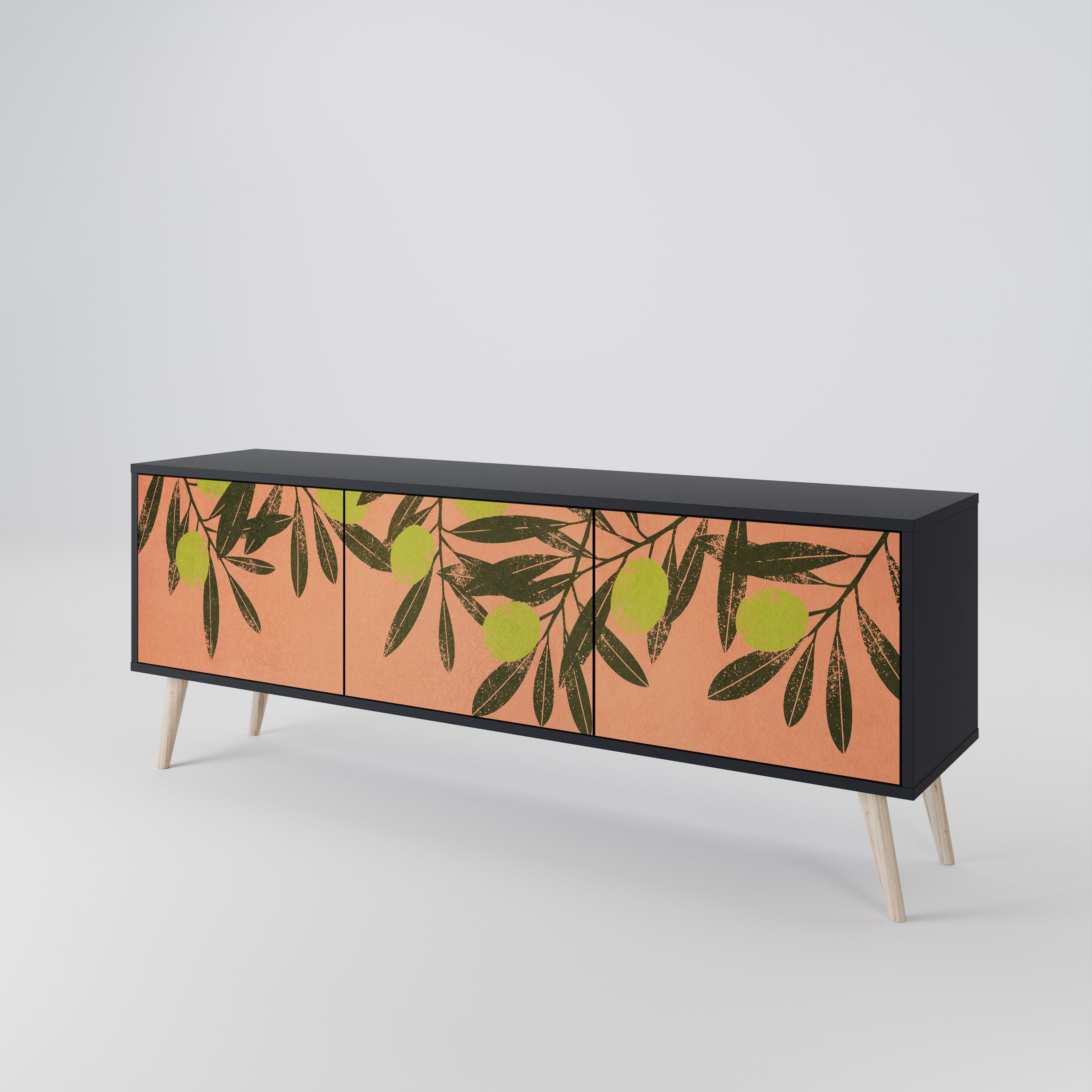 Mueble de TV de 3 puertas JUICY OLIVES con acabado negro