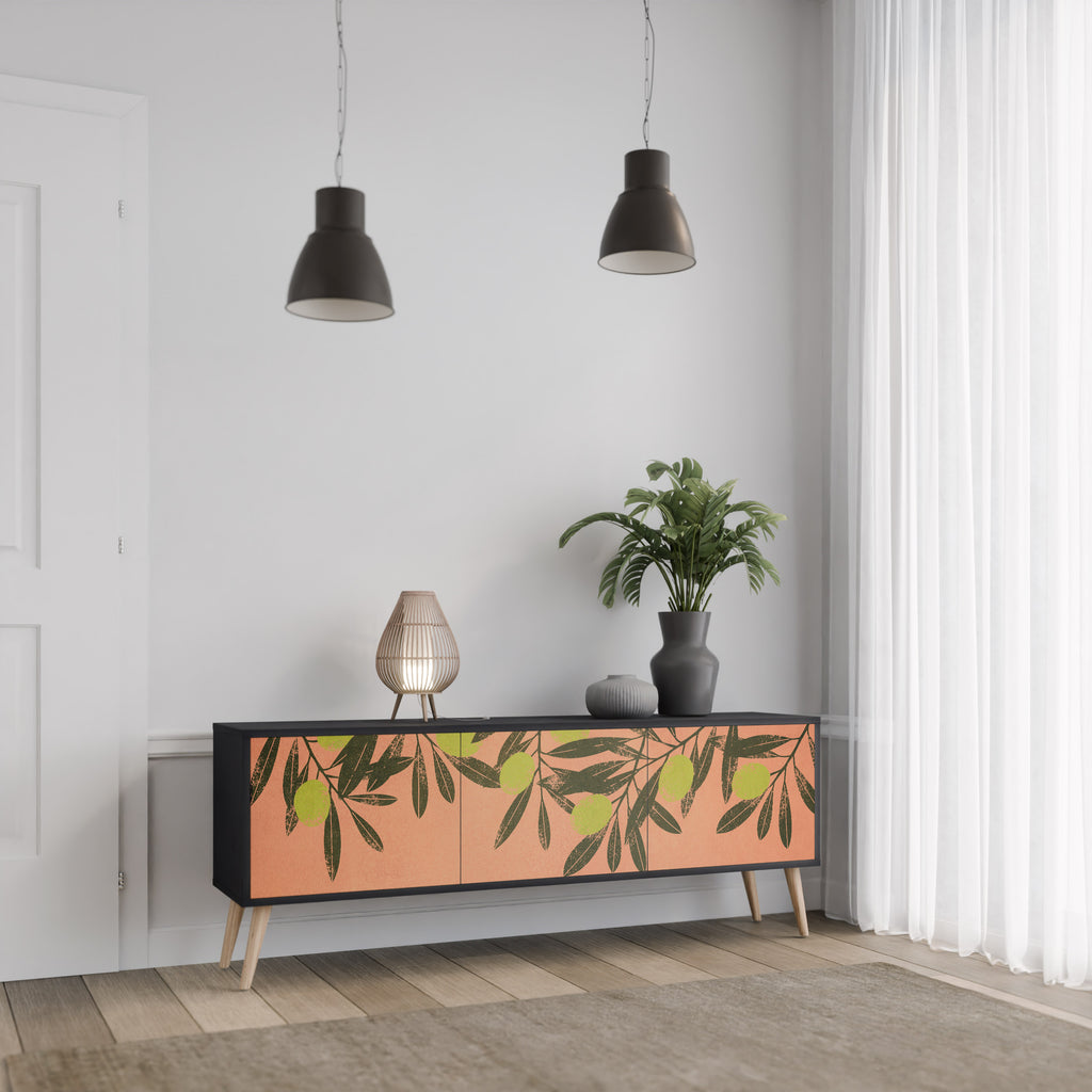 Mueble de TV de 3 puertas JUICY OLIVES con acabado negro