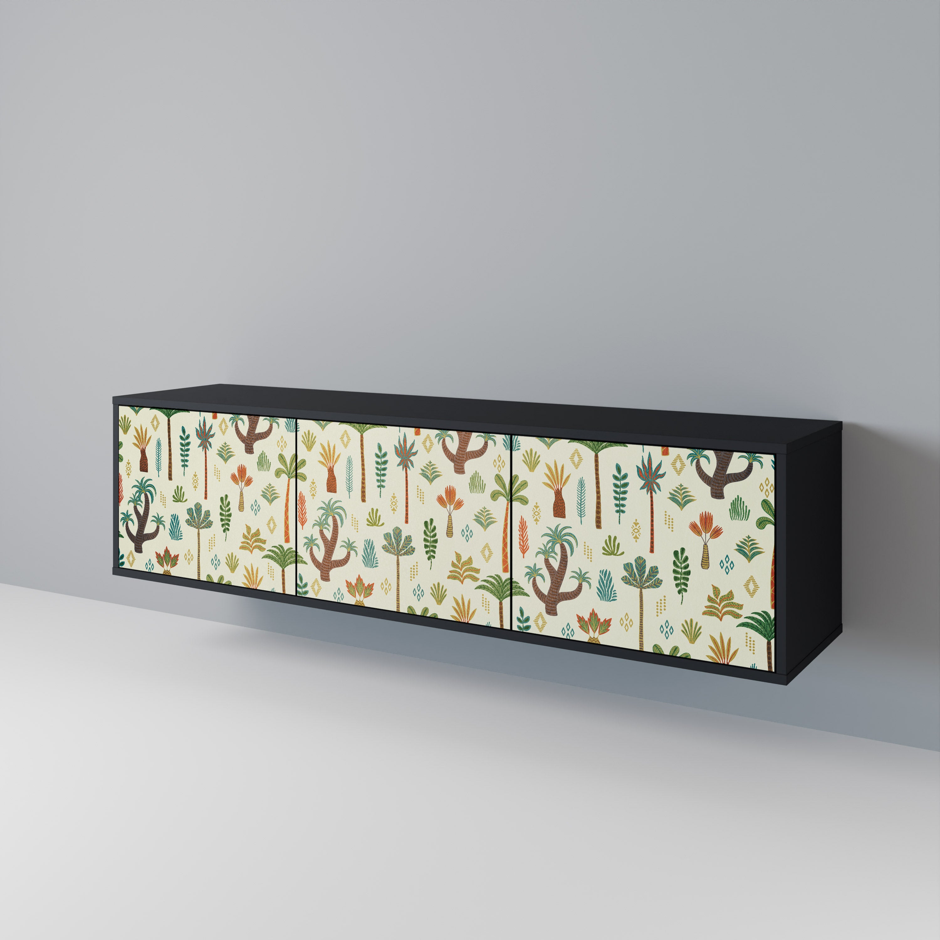 Mueble de TV de 3 puertas PALM SPRING con acabado negro