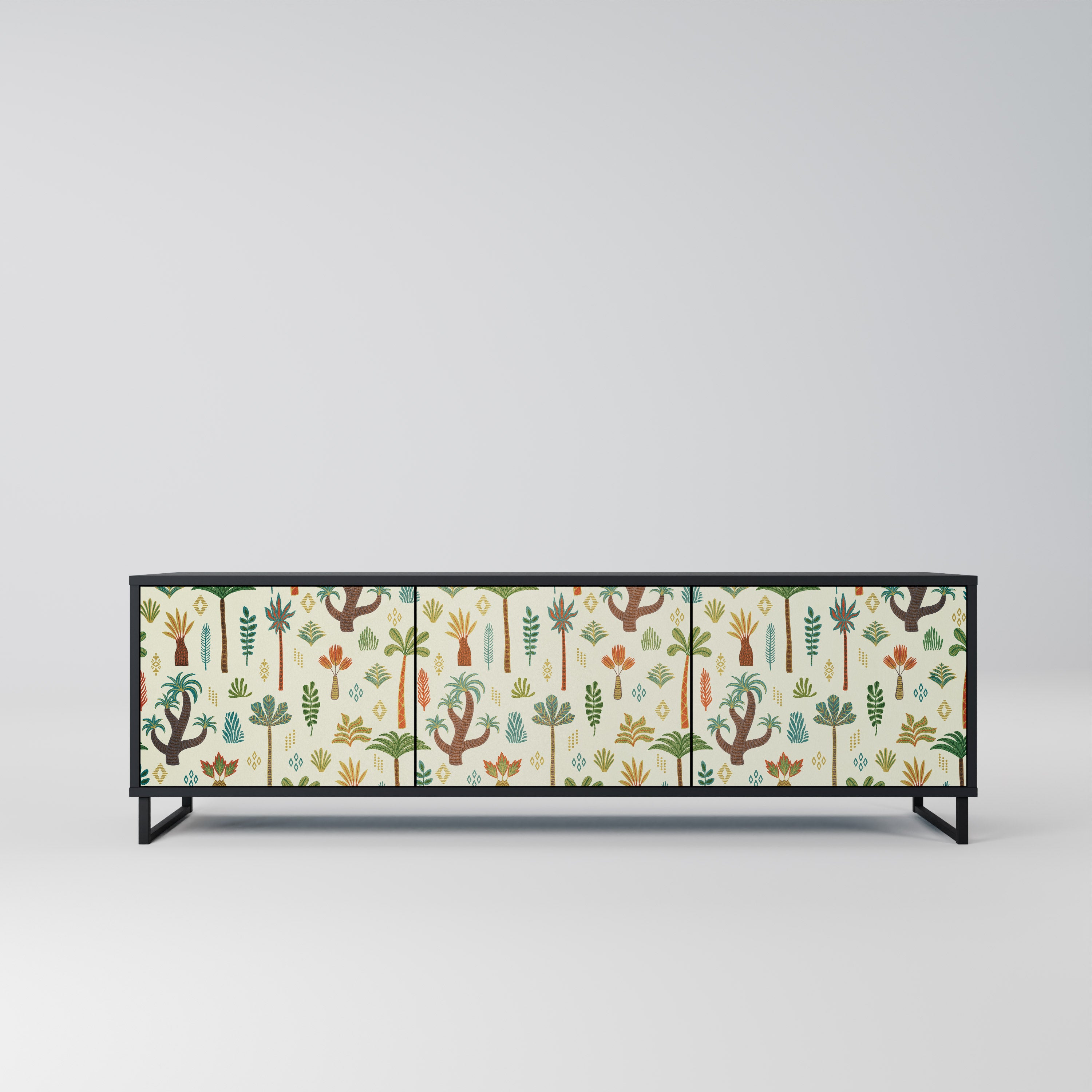 Mueble de TV de 3 puertas PALM SPRING con acabado negro