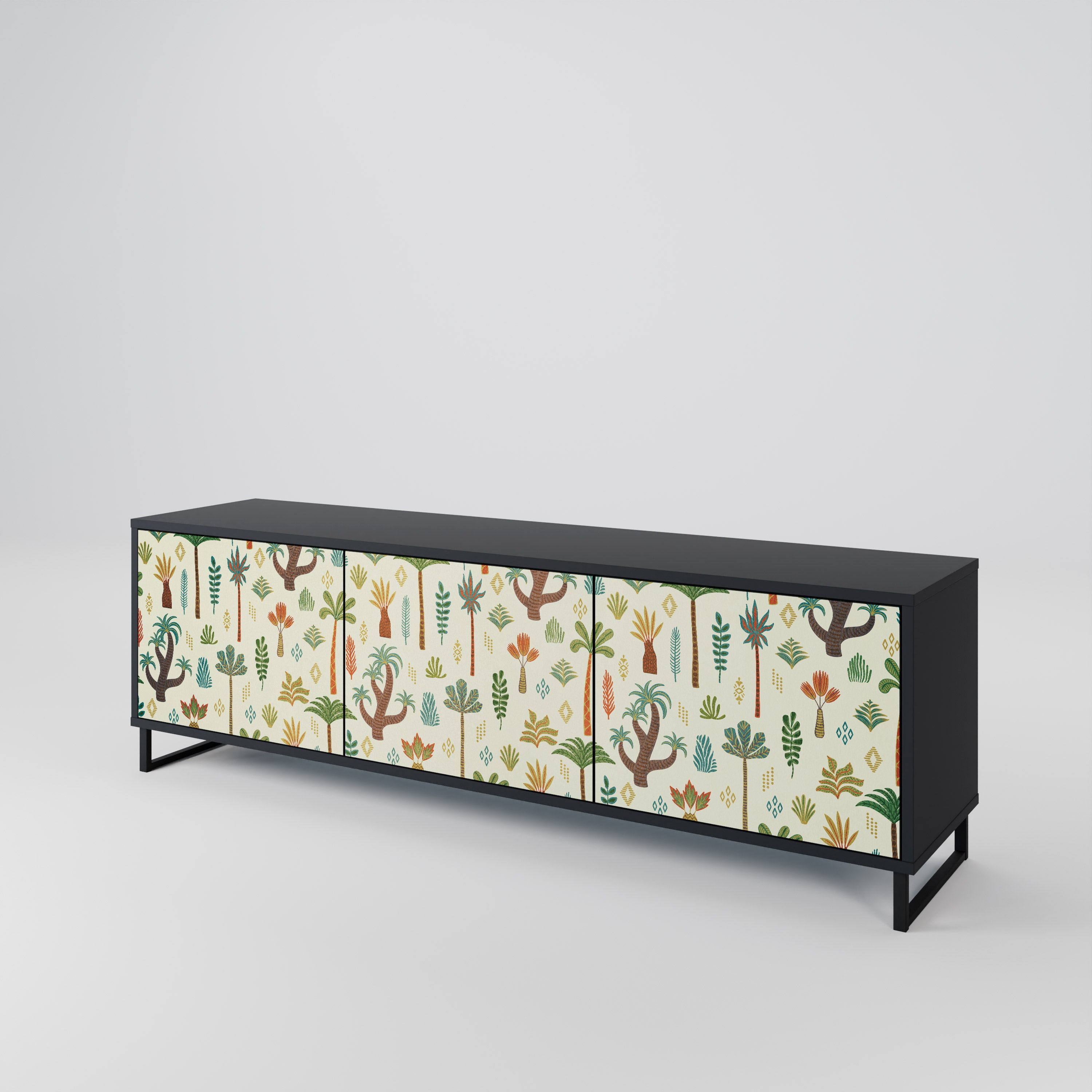 Mueble de TV de 3 puertas PALM SPRING con acabado negro