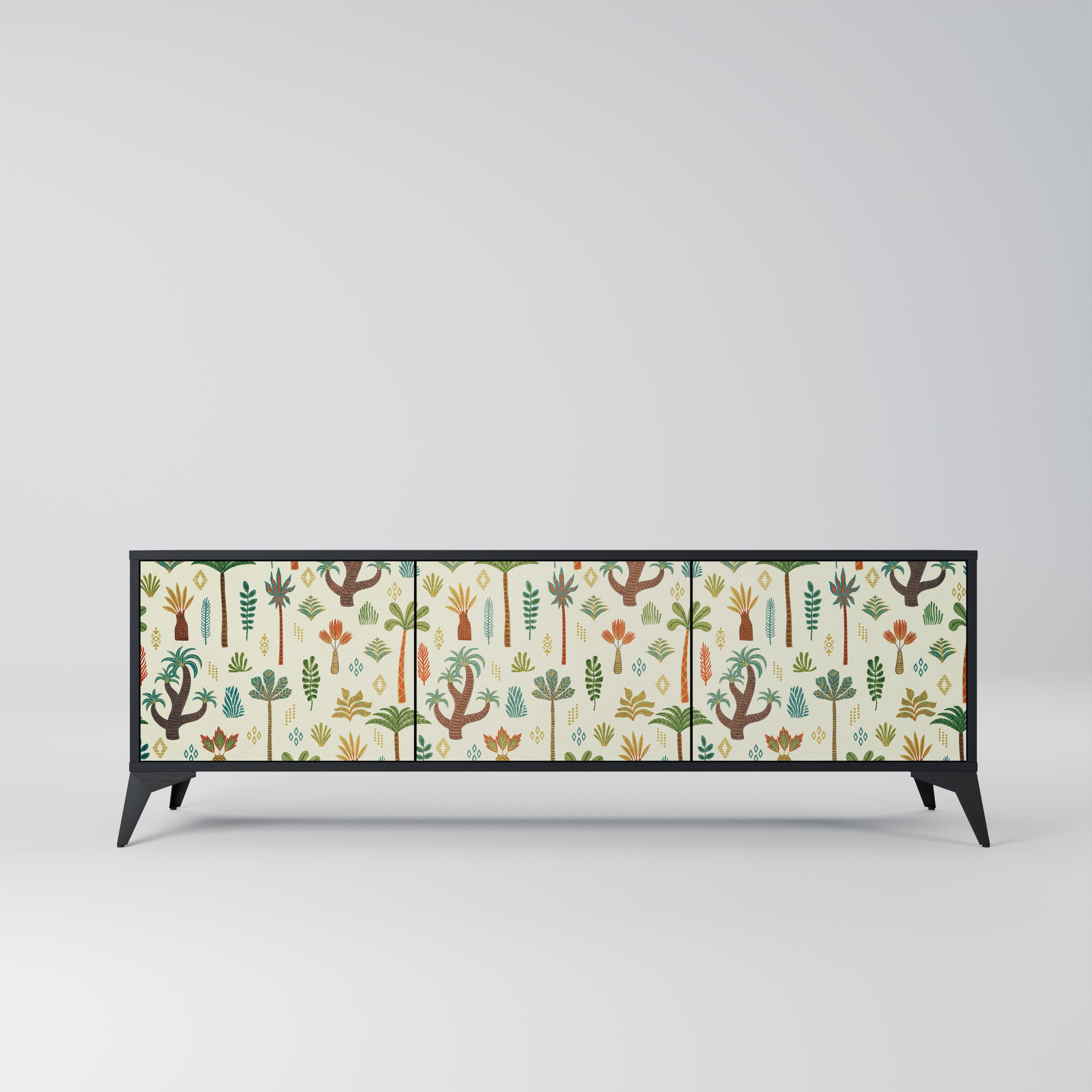 Mueble de TV de 3 puertas PALM SPRING con acabado negro