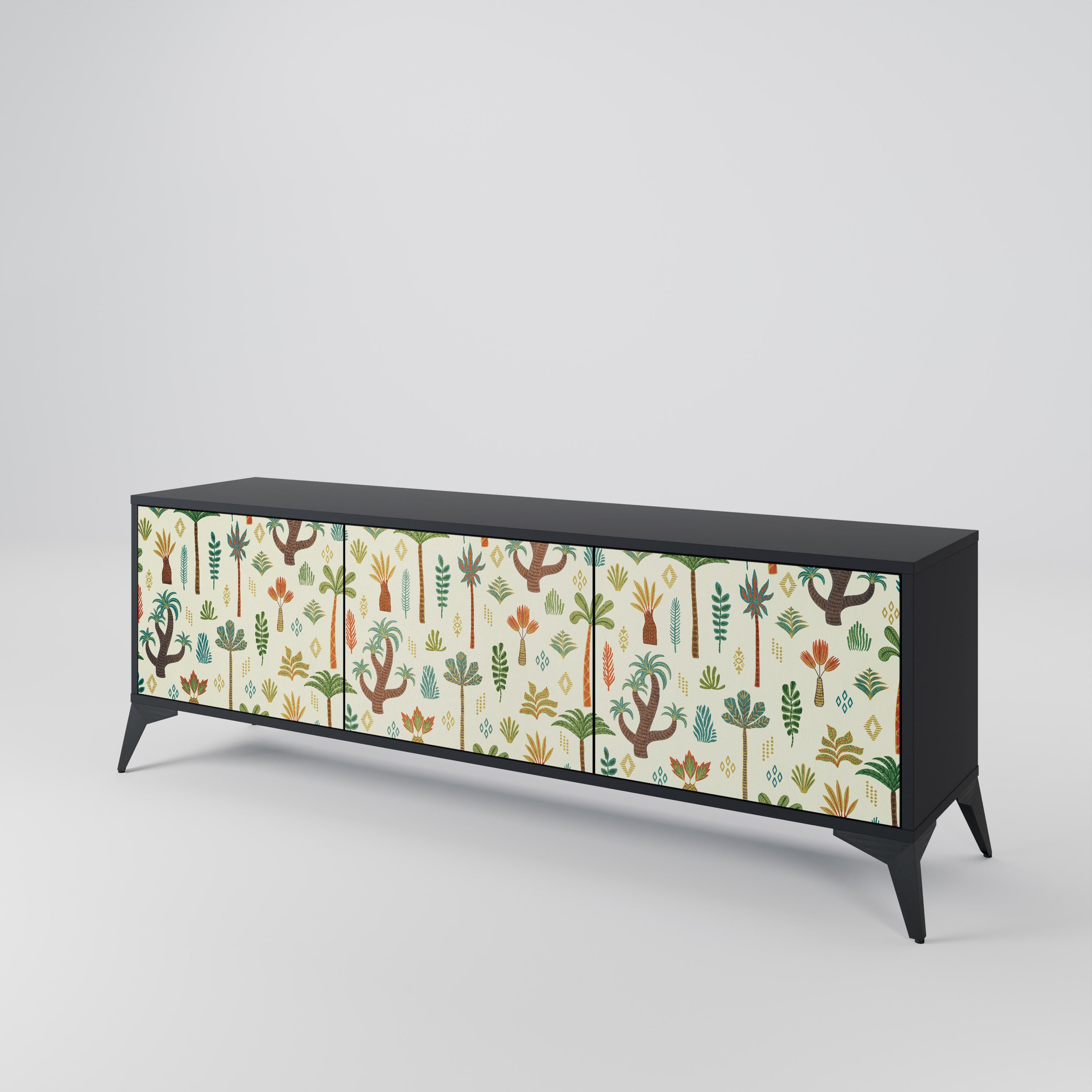 Mueble de TV de 3 puertas PALM SPRING con acabado negro