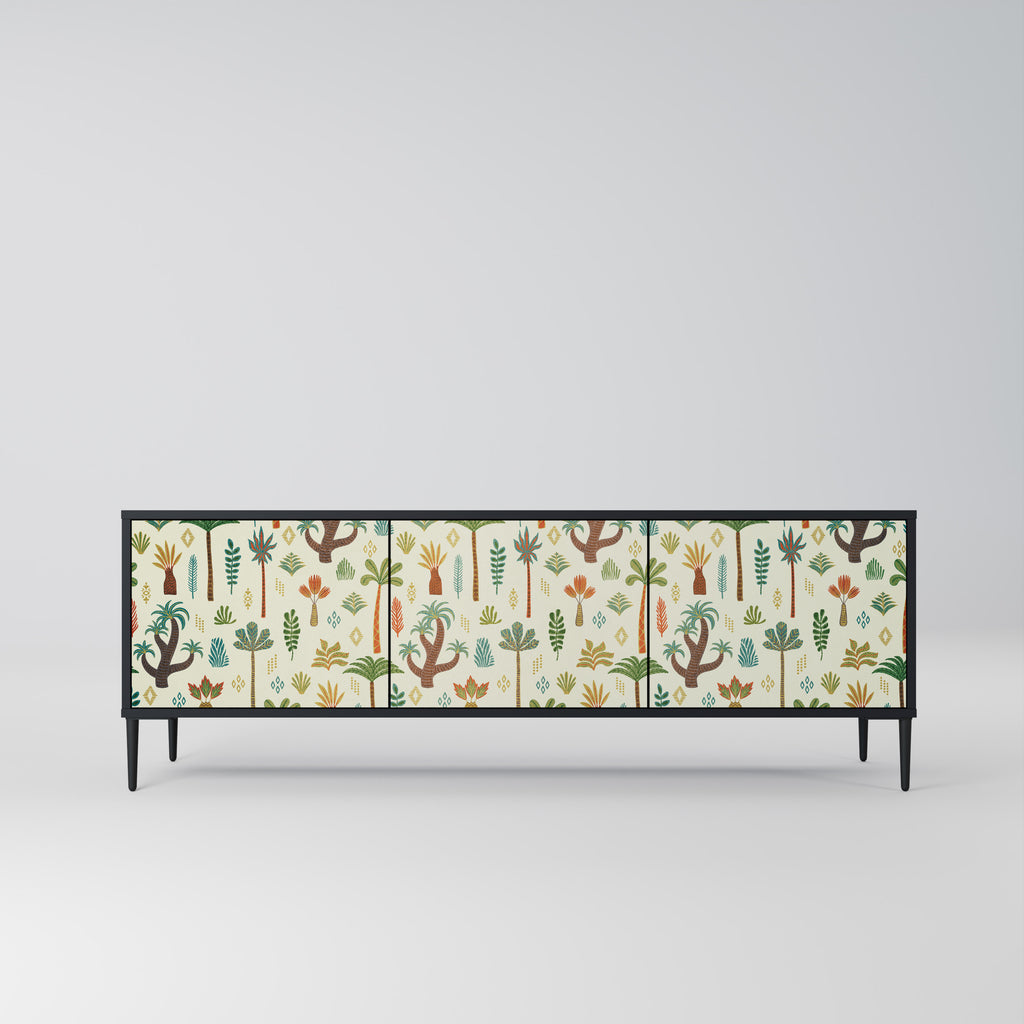 Mueble de TV de 3 puertas PALM SPRING con acabado negro
