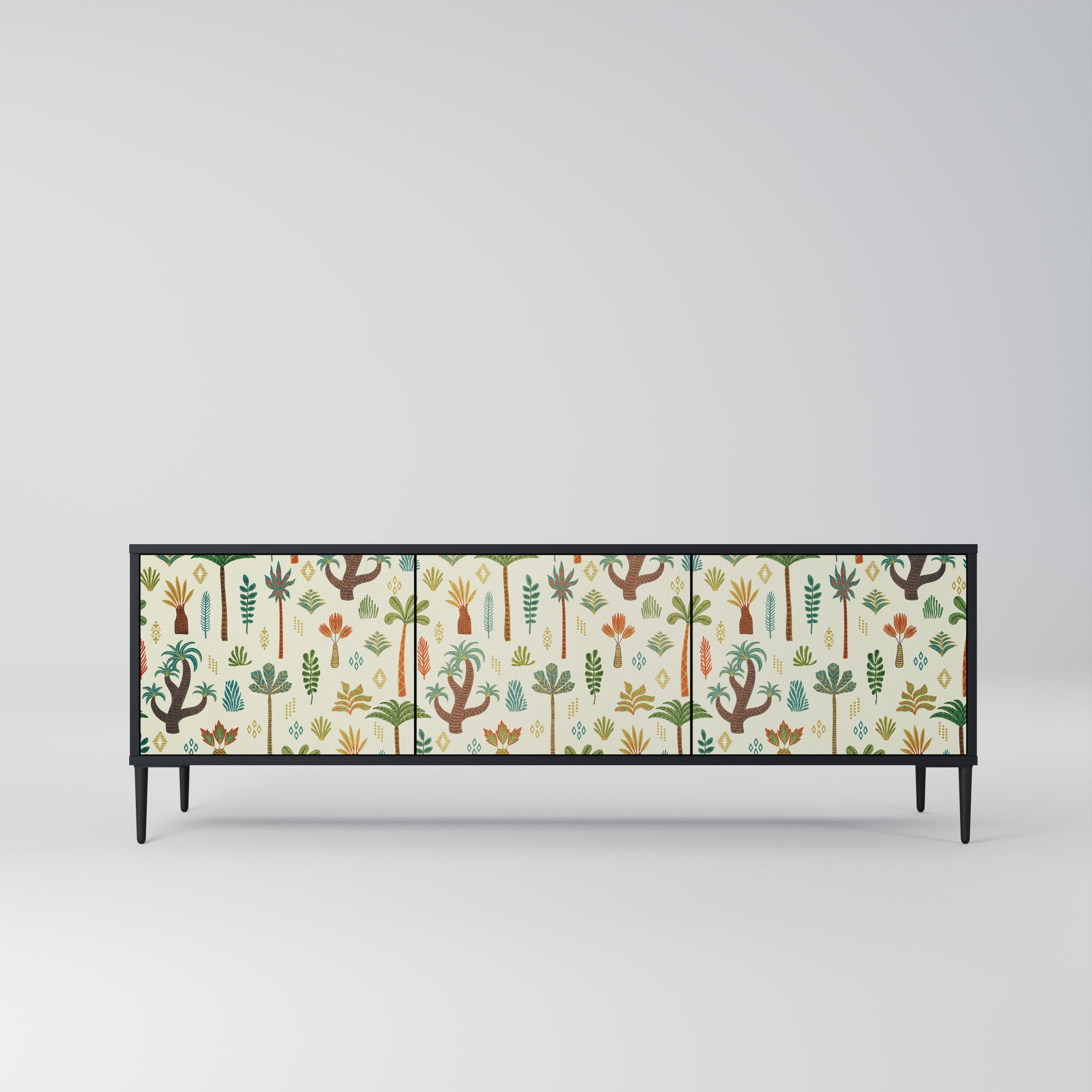 Mueble de TV de 3 puertas PALM SPRING con acabado negro