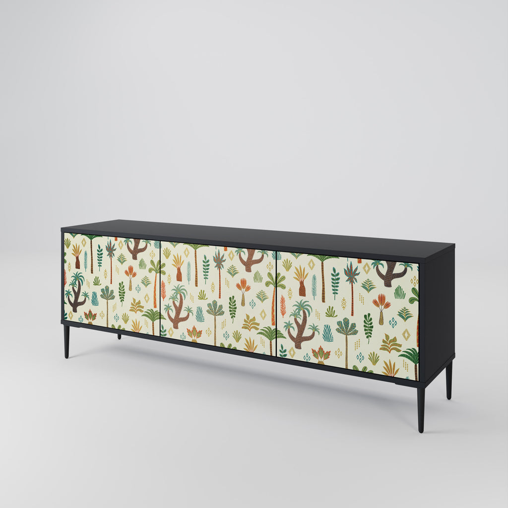 Mueble de TV de 3 puertas PALM SPRING con acabado negro