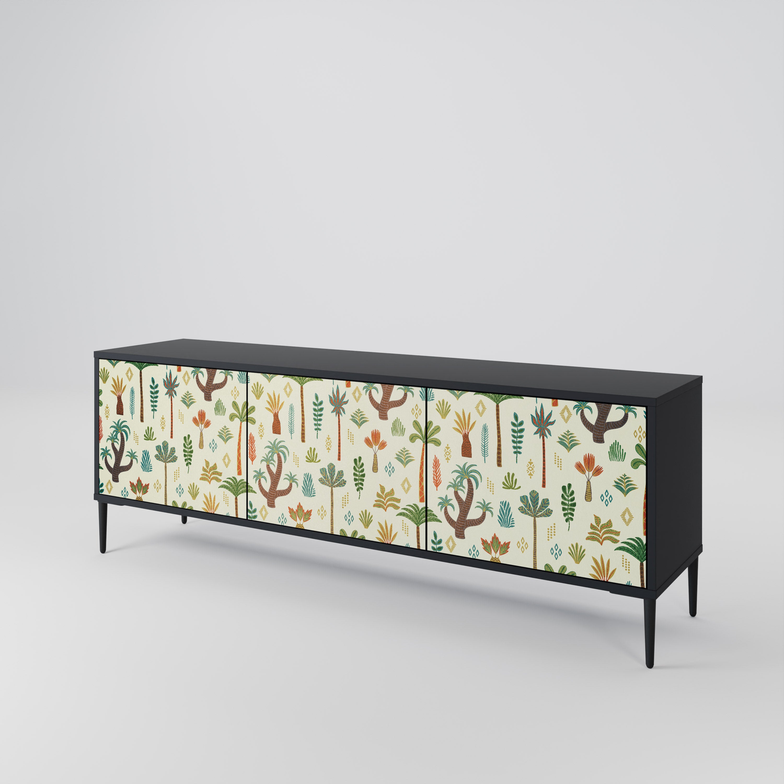 Mueble de TV de 3 puertas PALM SPRING con acabado negro
