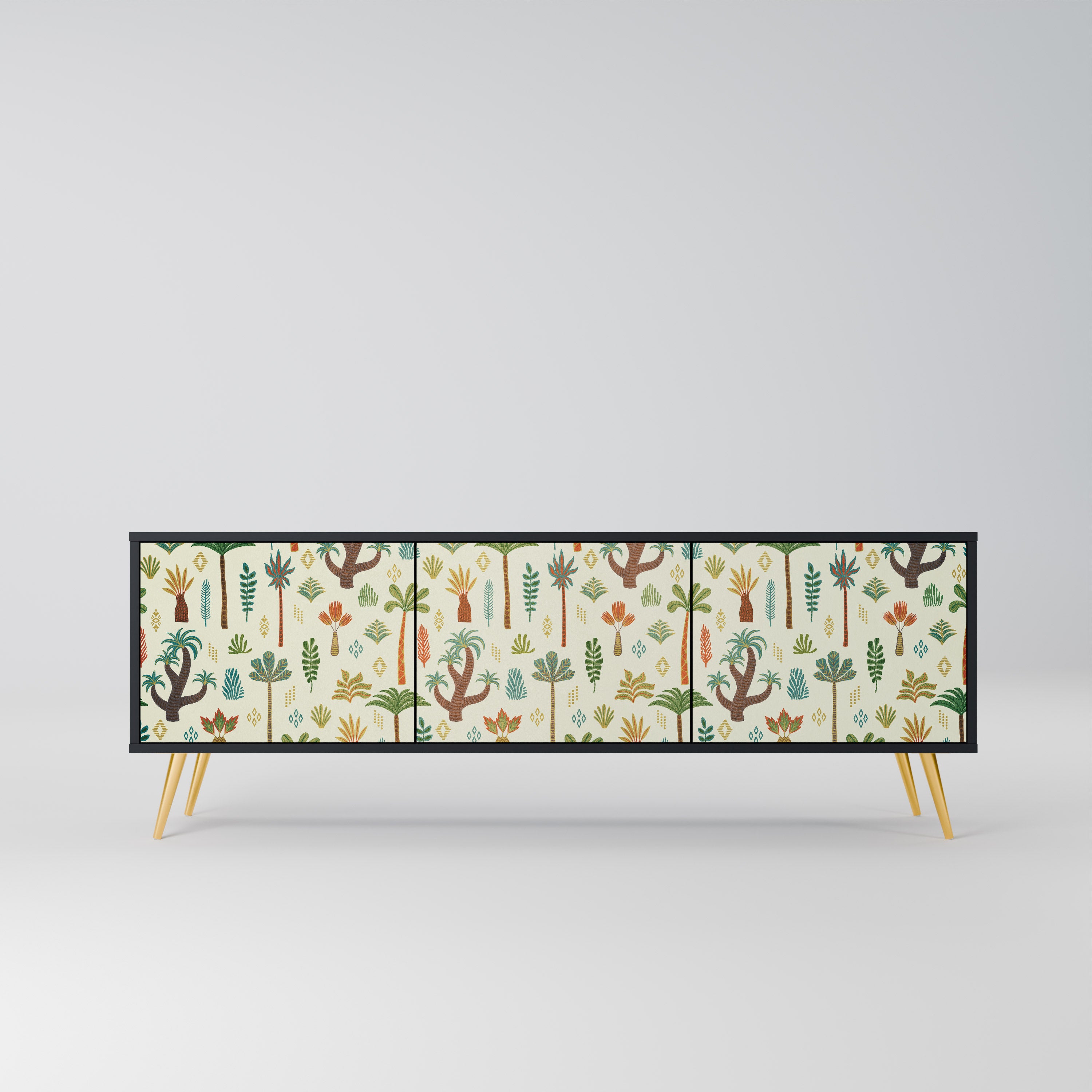 Mueble de TV de 3 puertas PALM SPRING con acabado negro