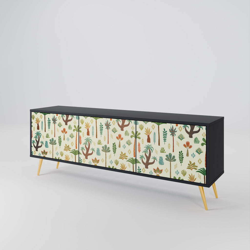 Mueble de TV de 3 puertas PALM SPRING con acabado negro