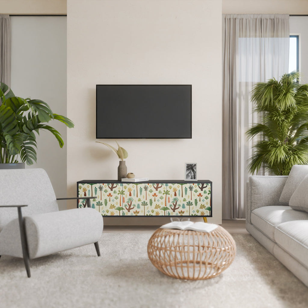 Mueble de TV de 3 puertas PALM SPRING con acabado negro