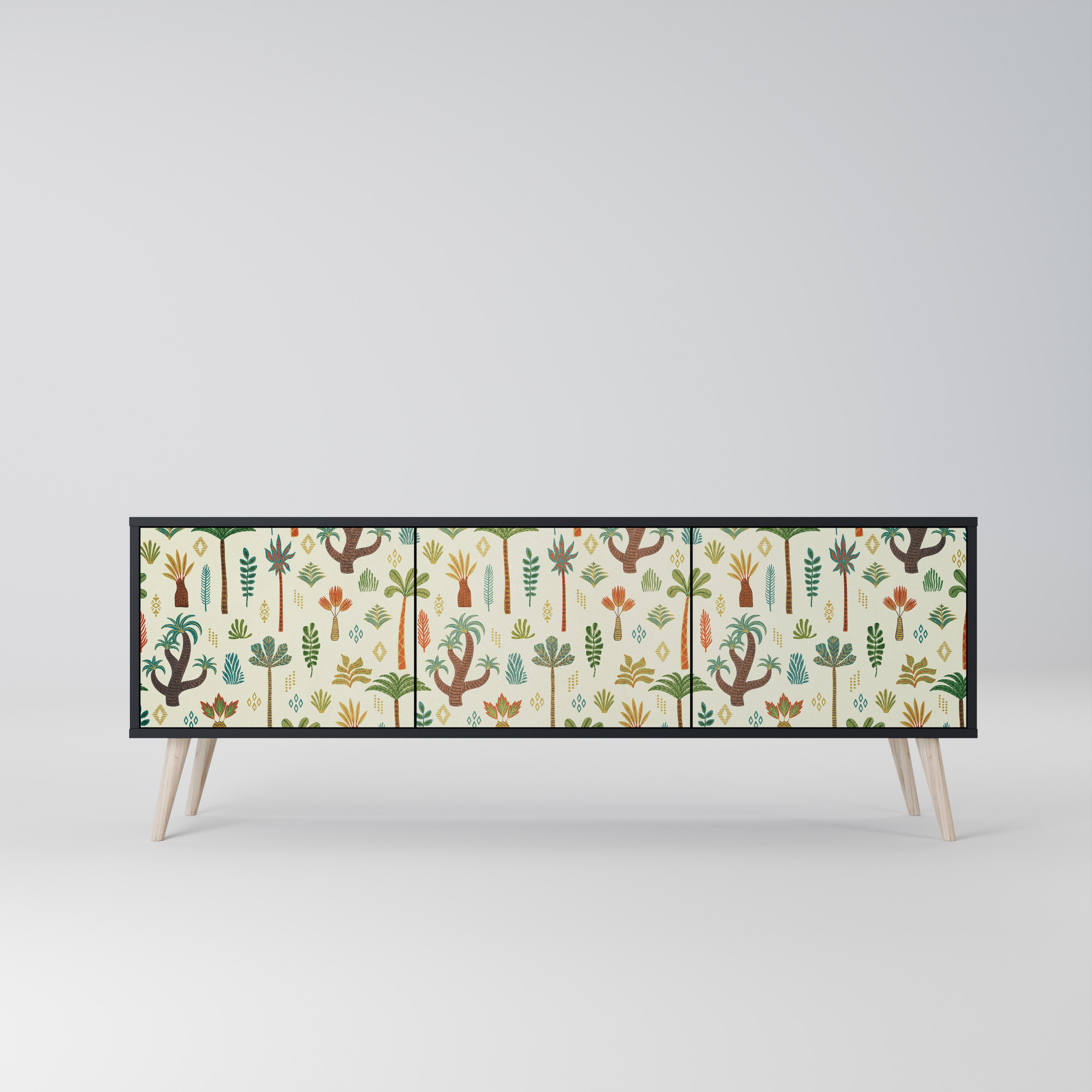 Mueble de TV de 3 puertas PALM SPRING con acabado negro