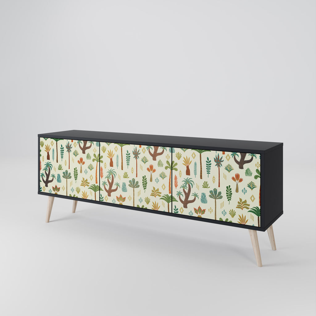 Mueble de TV de 3 puertas PALM SPRING con acabado negro
