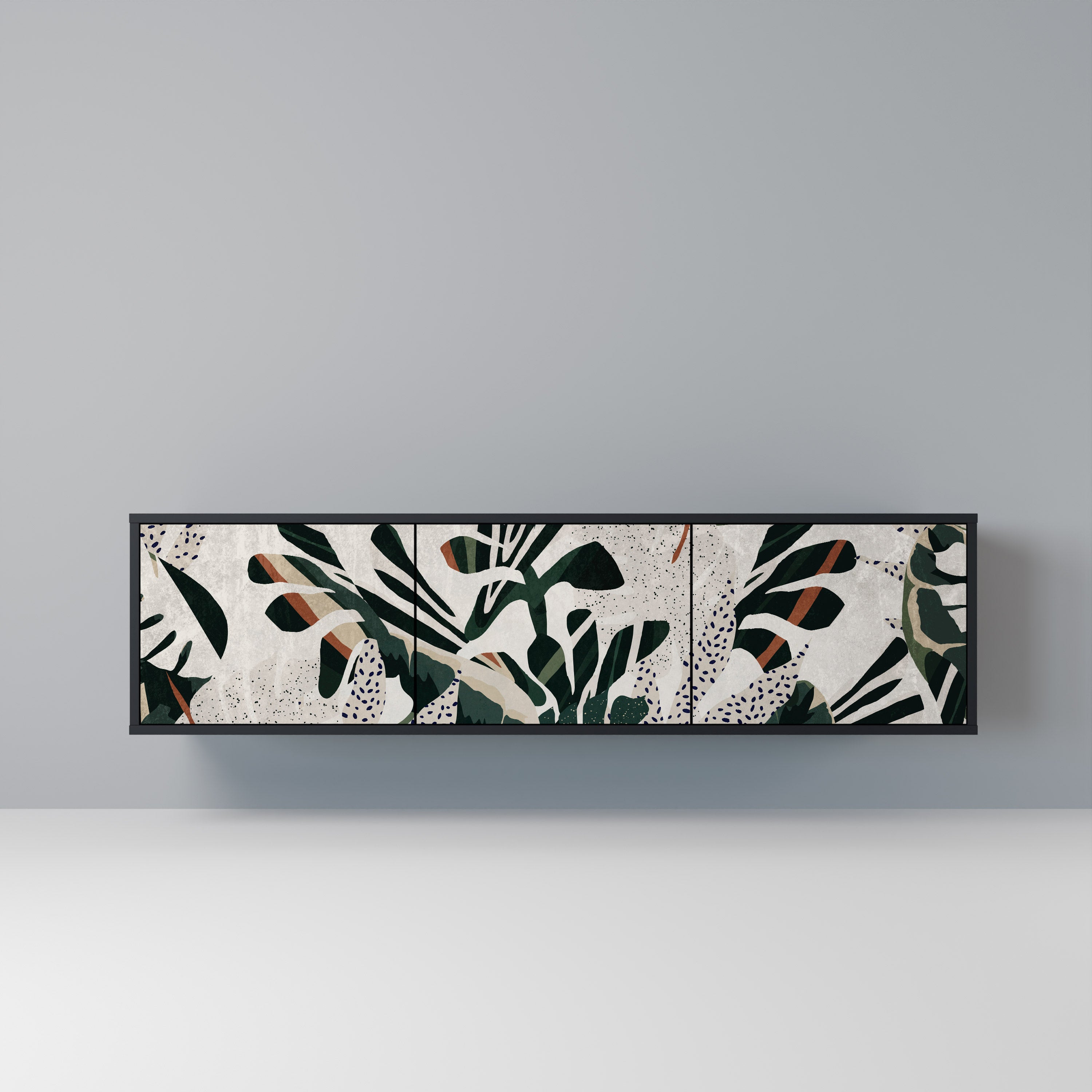 Mueble de TV de 3 puertas VERDURE FORMATION en acabado negro
