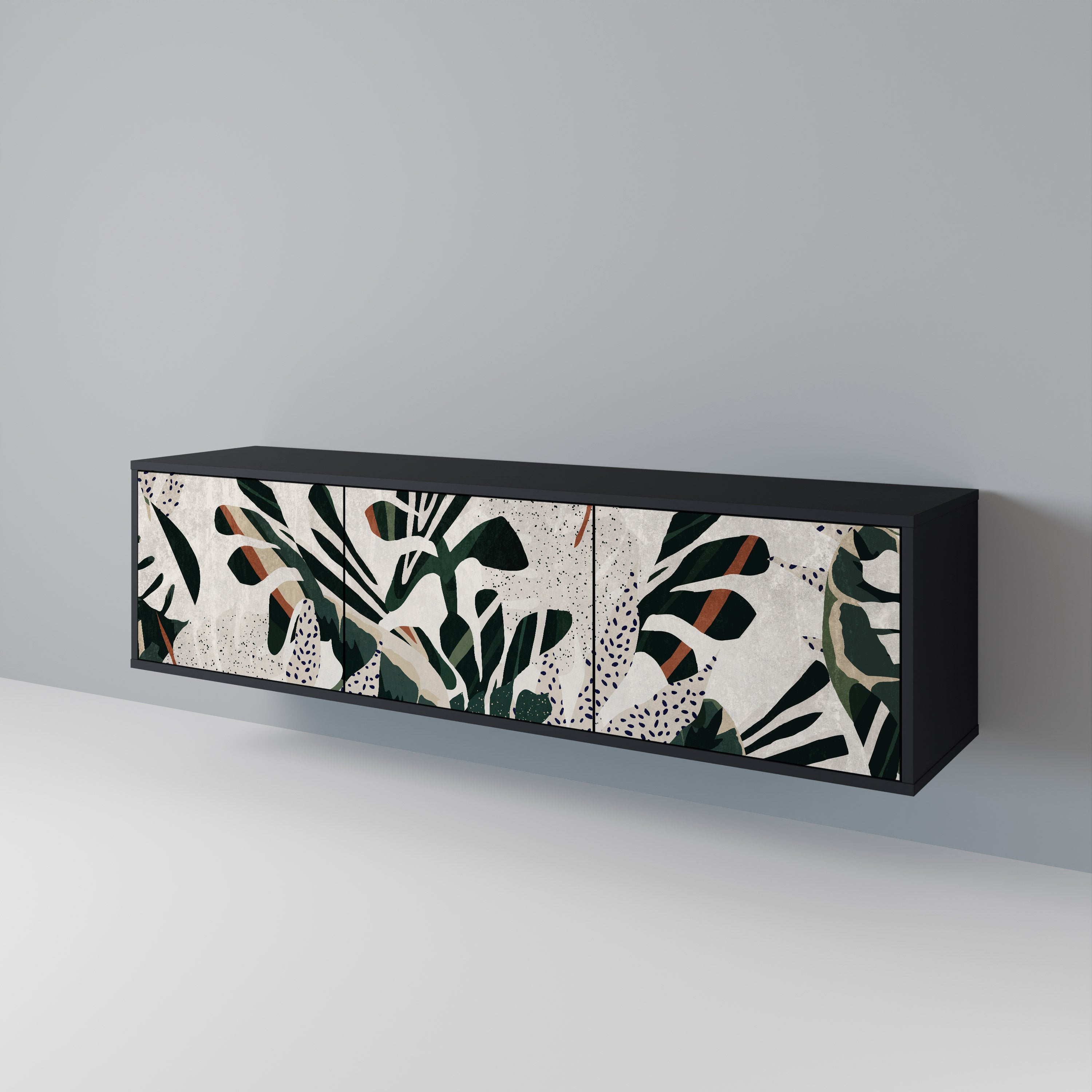 Mueble de TV de 3 puertas VERDURE FORMATION en acabado negro