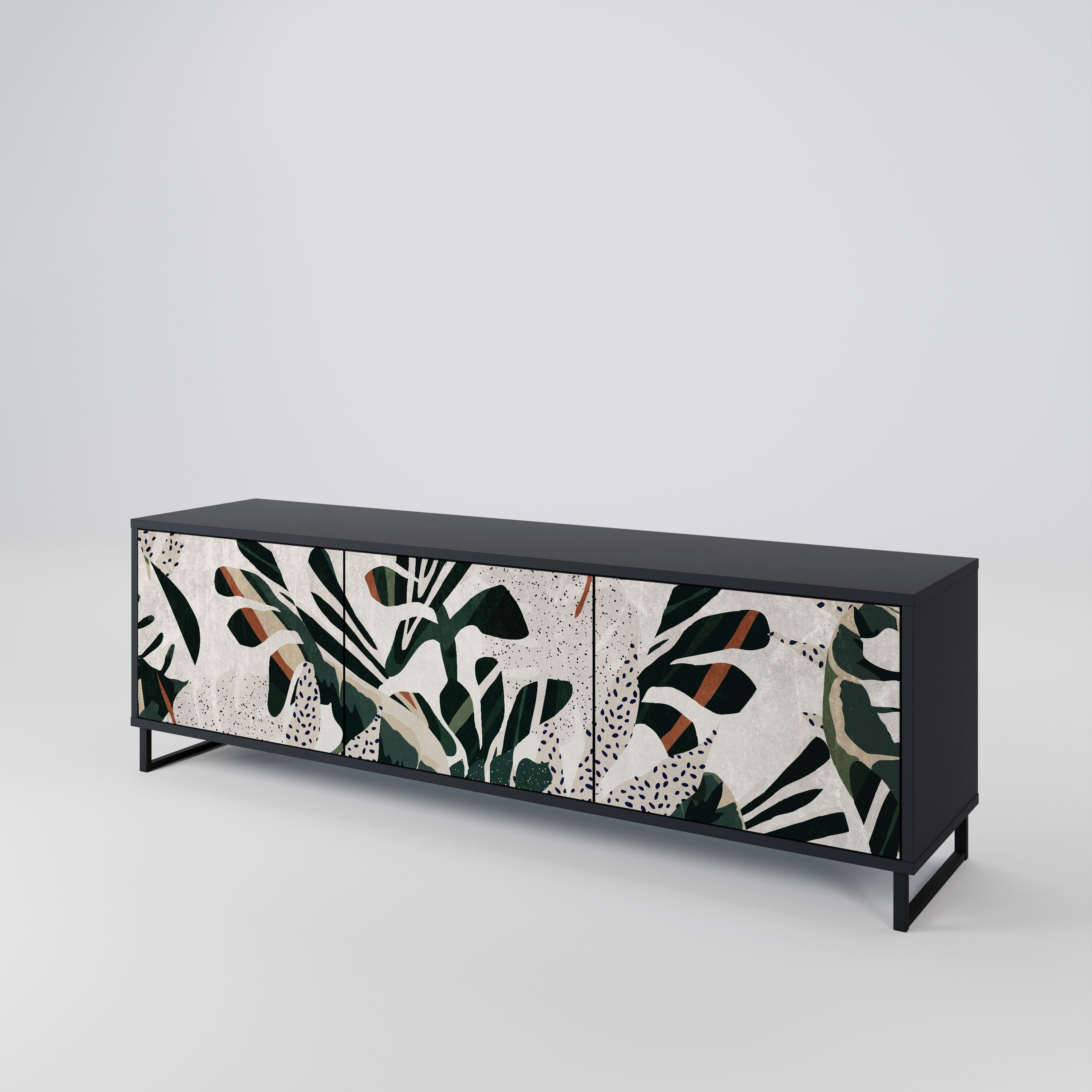 Mueble de TV de 3 puertas VERDURE FORMATION en acabado negro