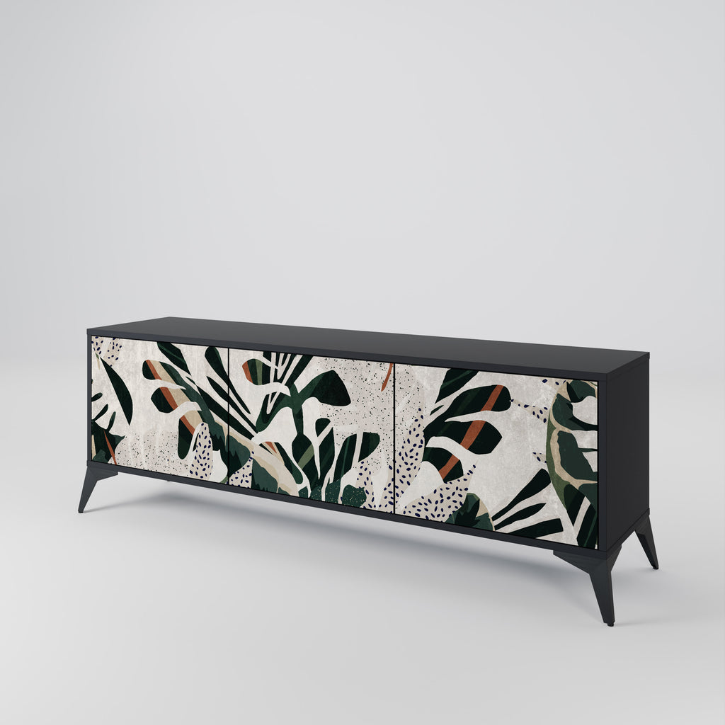 Mueble de TV de 3 puertas VERDURE FORMATION en acabado negro