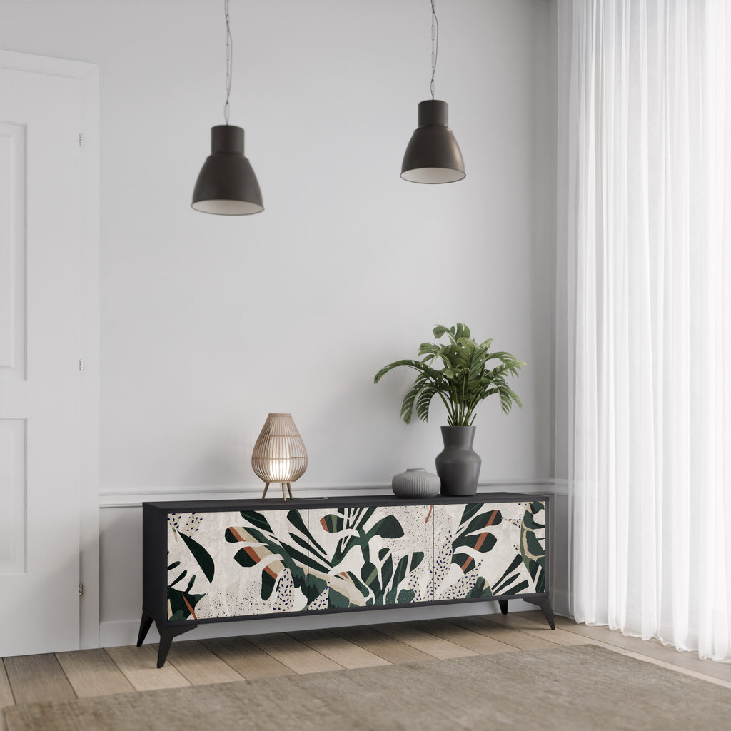 Mueble de TV de 3 puertas VERDURE FORMATION en acabado negro