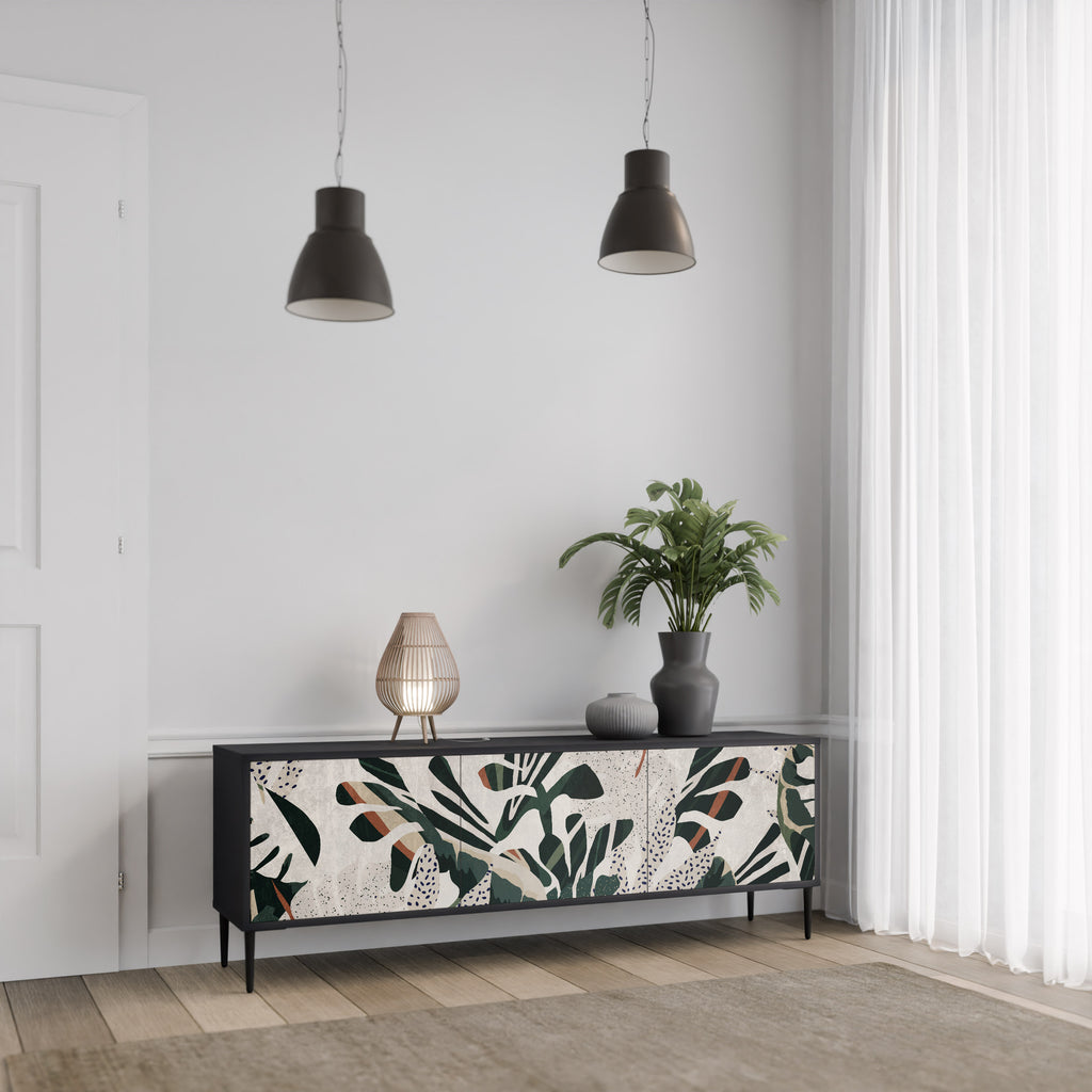 Mueble de TV de 3 puertas VERDURE FORMATION en acabado negro