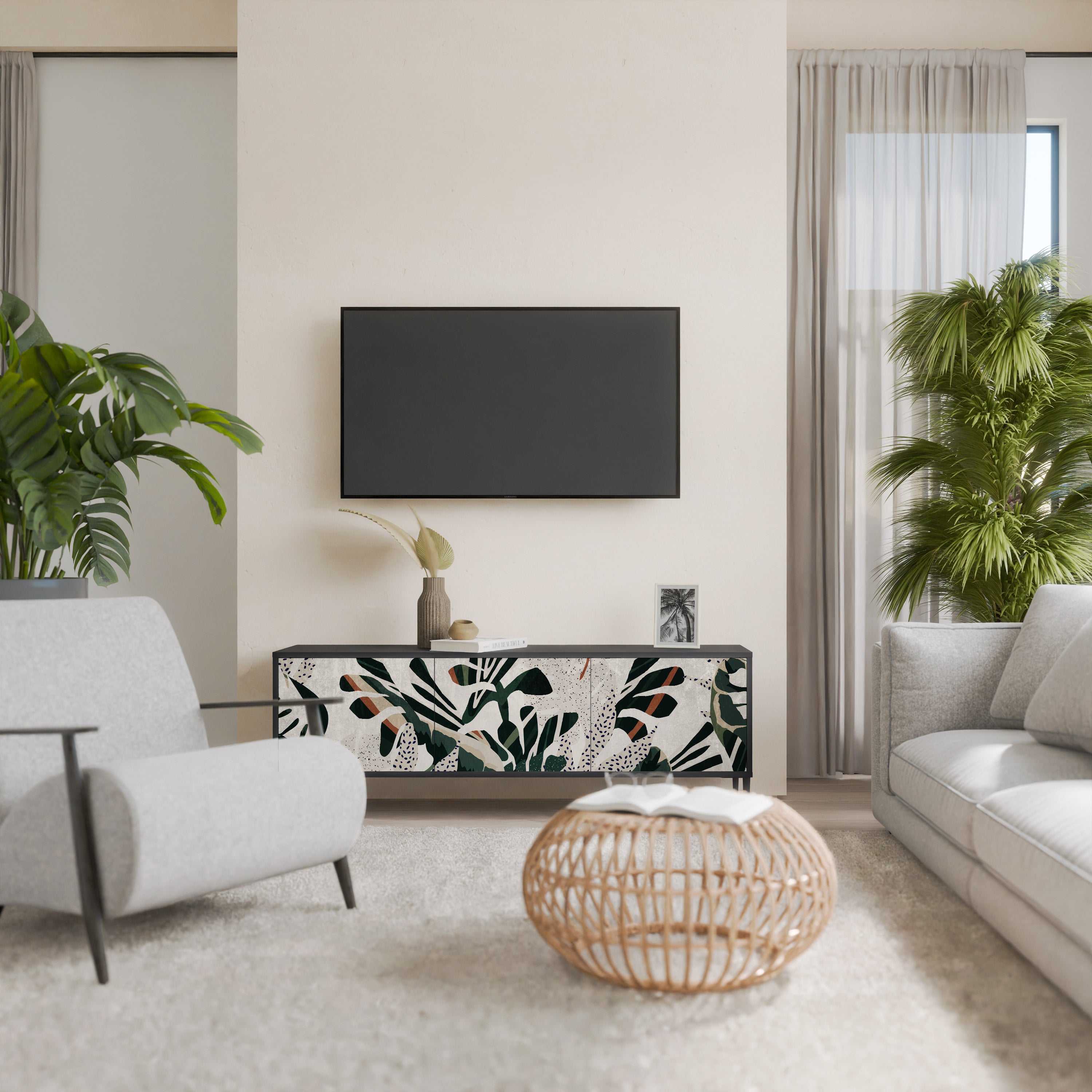 Mueble de TV de 3 puertas VERDURE FORMATION en acabado negro