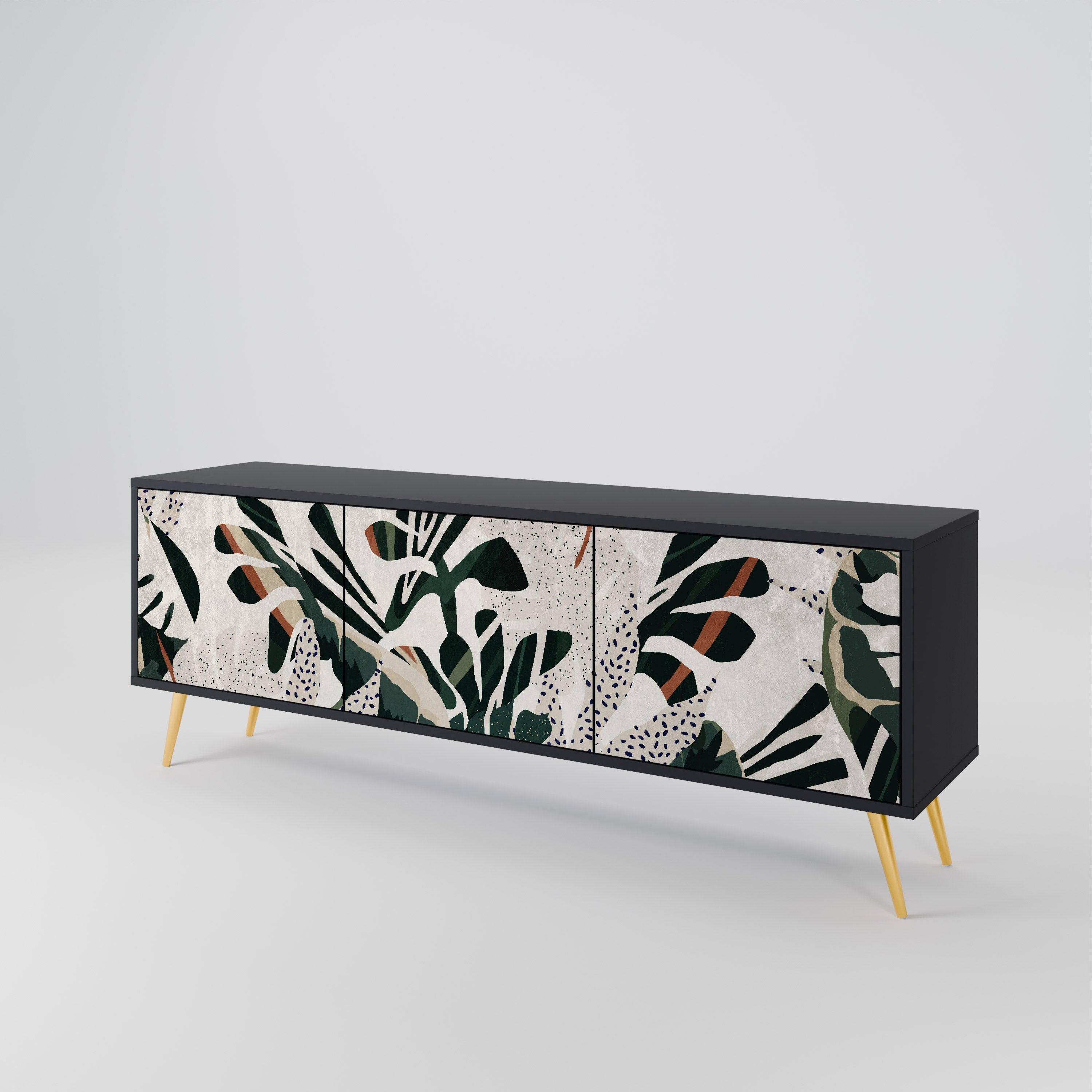 Mueble de TV de 3 puertas VERDURE FORMATION en acabado negro