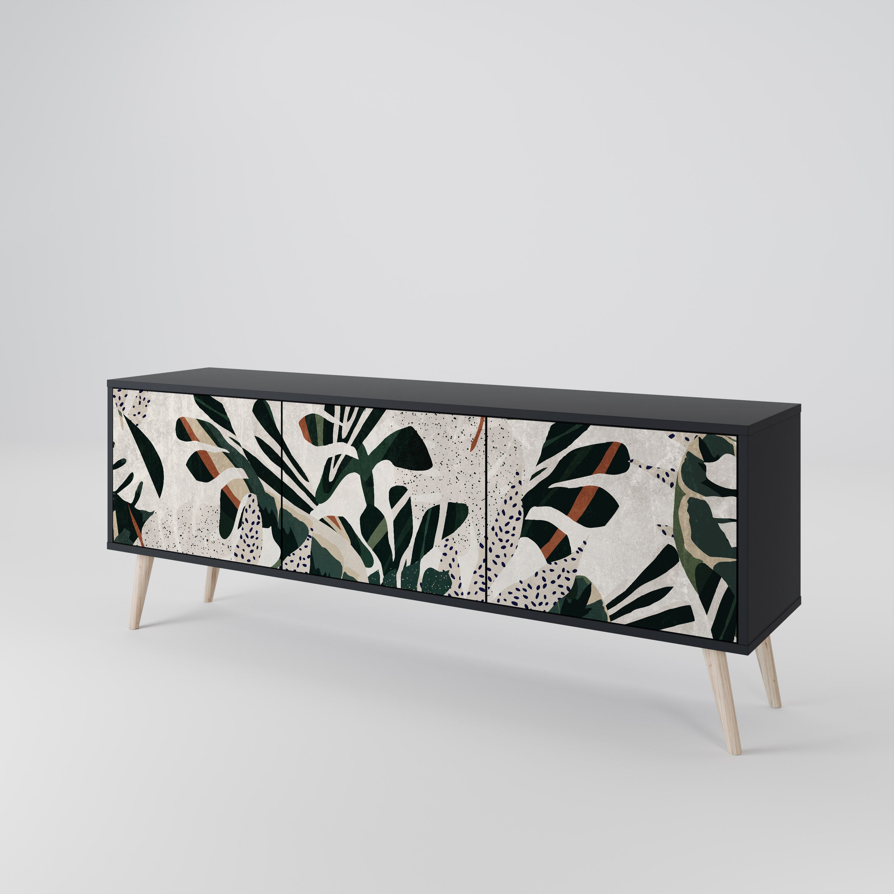 Mueble de TV de 3 puertas VERDURE FORMATION en acabado negro
