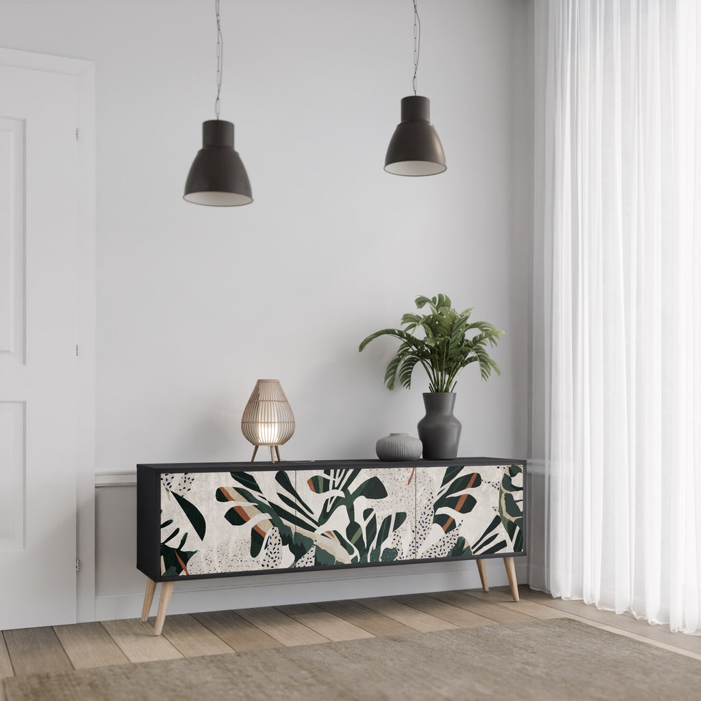 Mueble de TV de 3 puertas VERDURE FORMATION en acabado negro