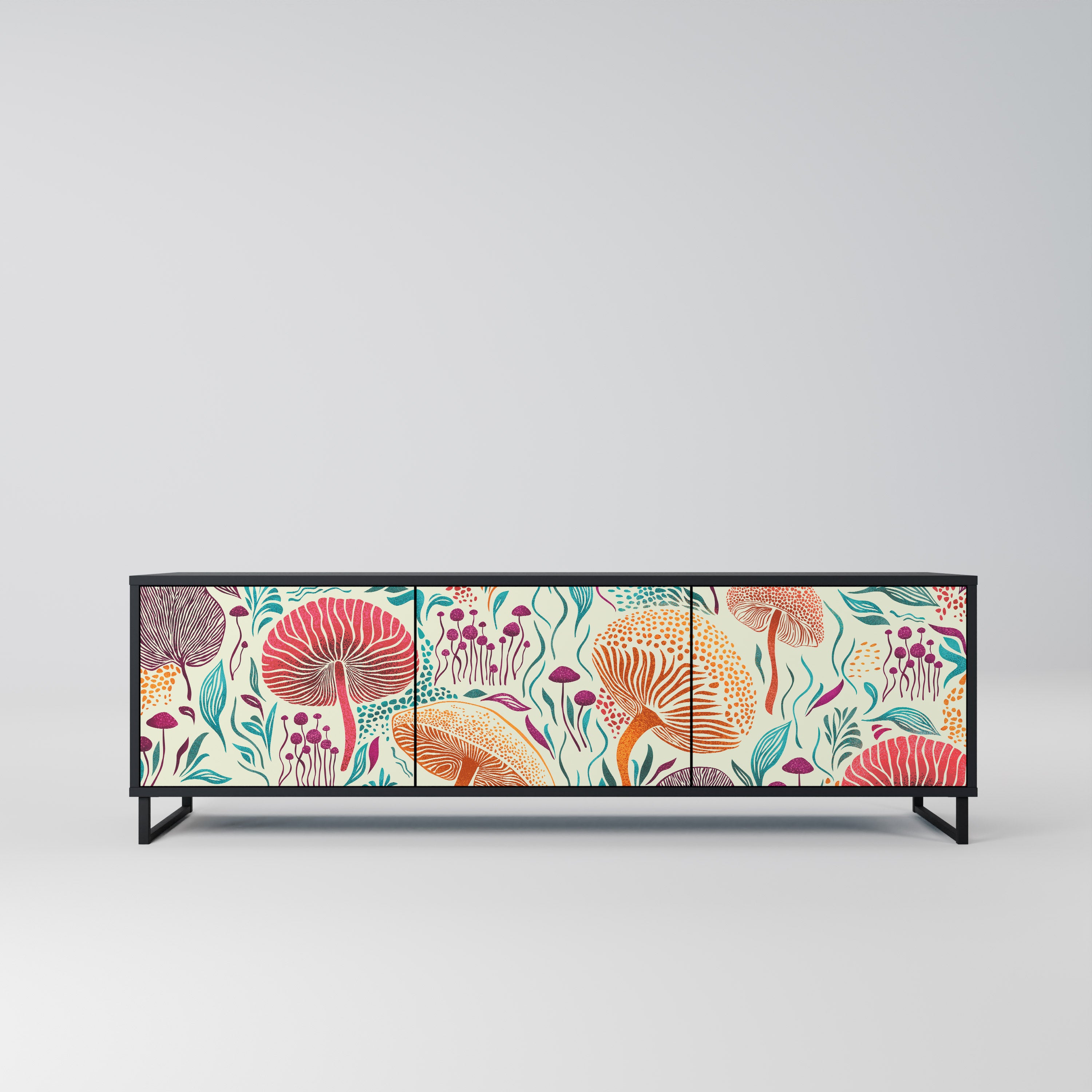 Mueble de TV FUNGUS FANTASY de 3 puertas con acabado negro