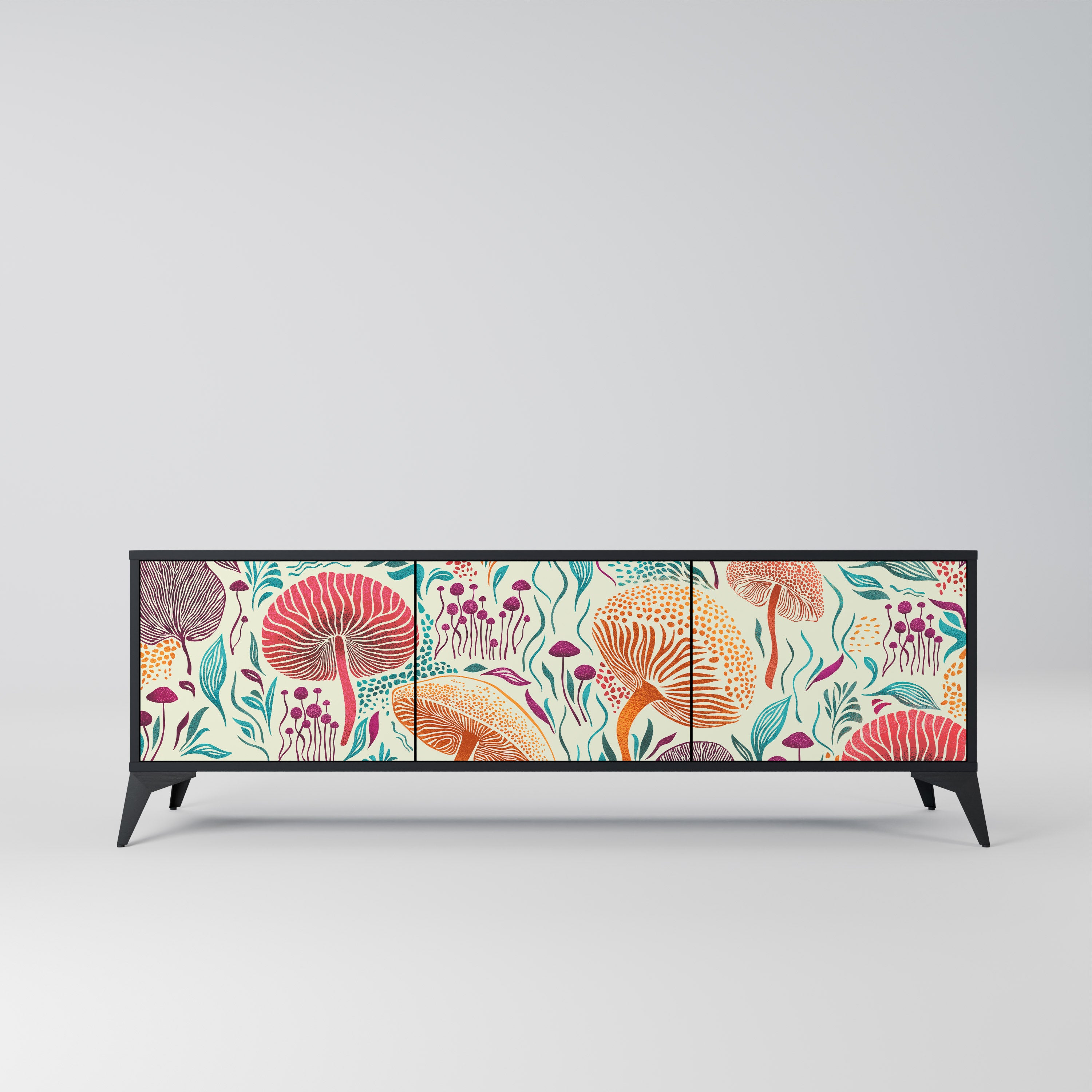 Mueble de TV FUNGUS FANTASY de 3 puertas con acabado negro