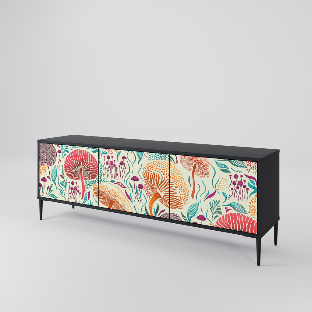 Mueble de TV FUNGUS FANTASY de 3 puertas con acabado negro