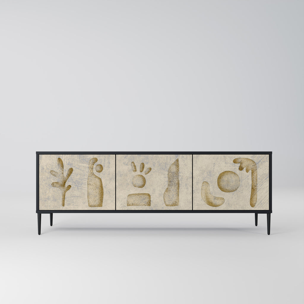 Mueble de TV de 3 puertas SAND SCULPTURES en acabado negro