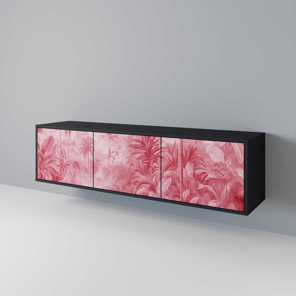 SWEET TROPICS Mueble de TV de 3 puertas con acabado negro