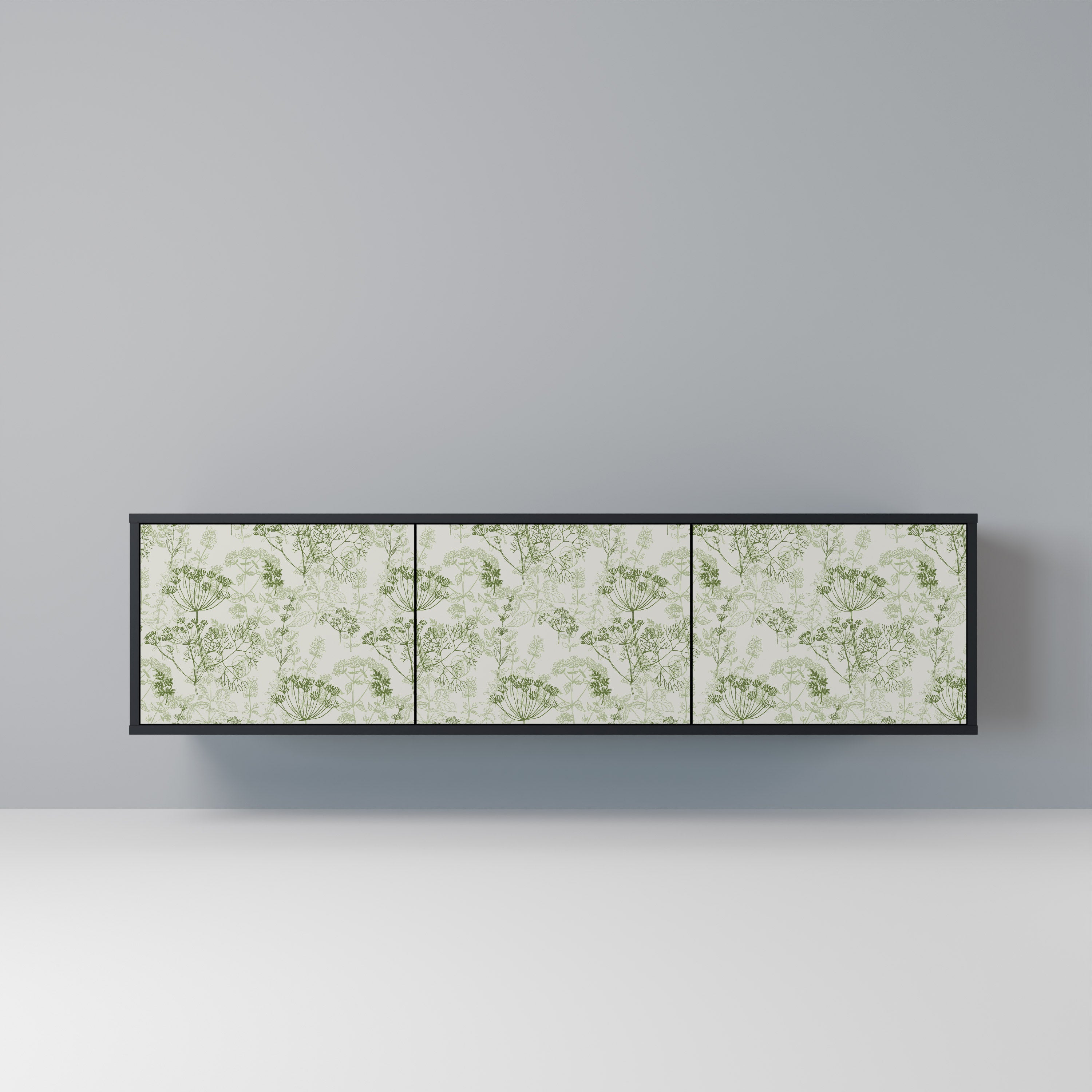 Mueble de TV FENNEL BALDACHIN de 3 puertas con acabado negro