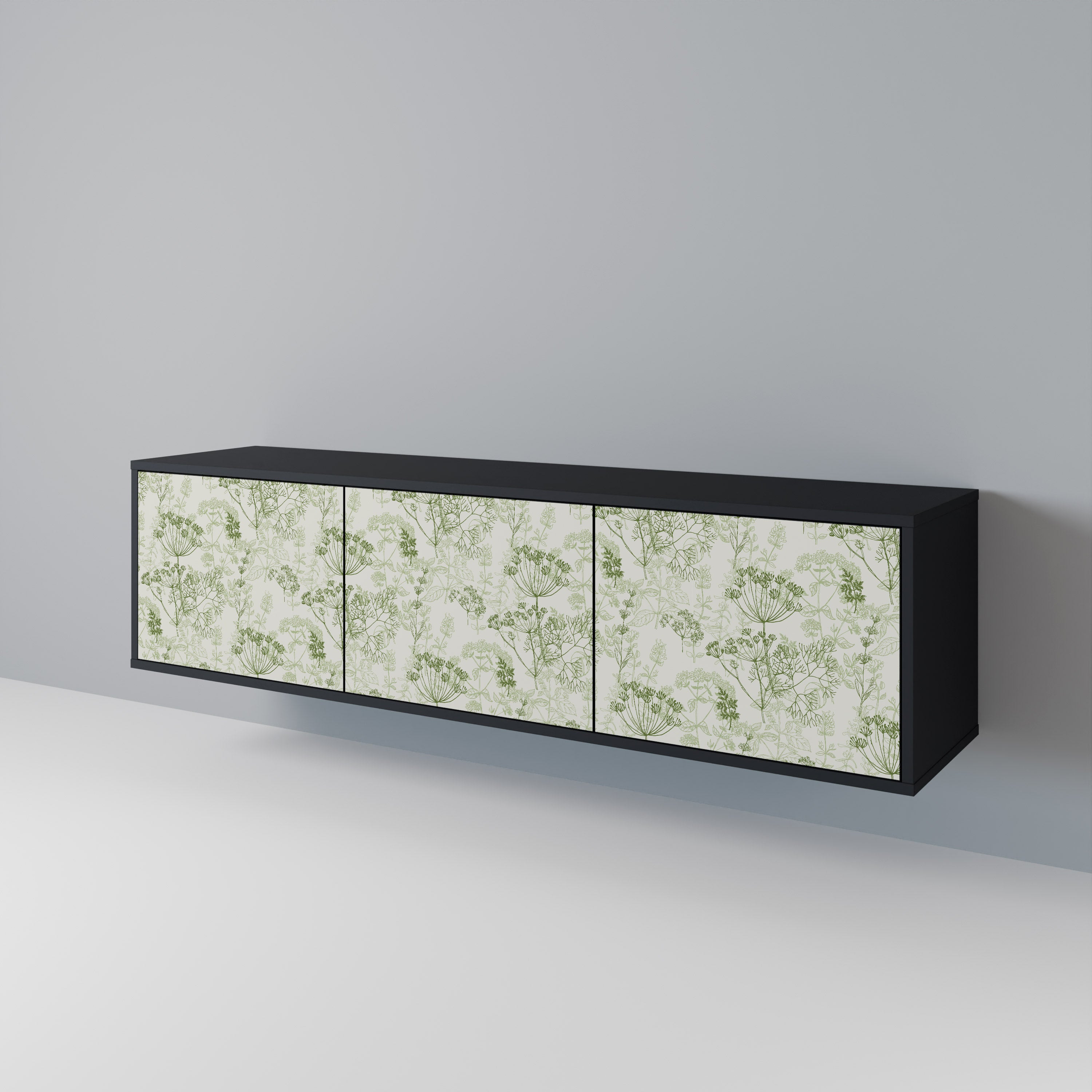 Mueble de TV FENNEL BALDACHIN de 3 puertas con acabado negro