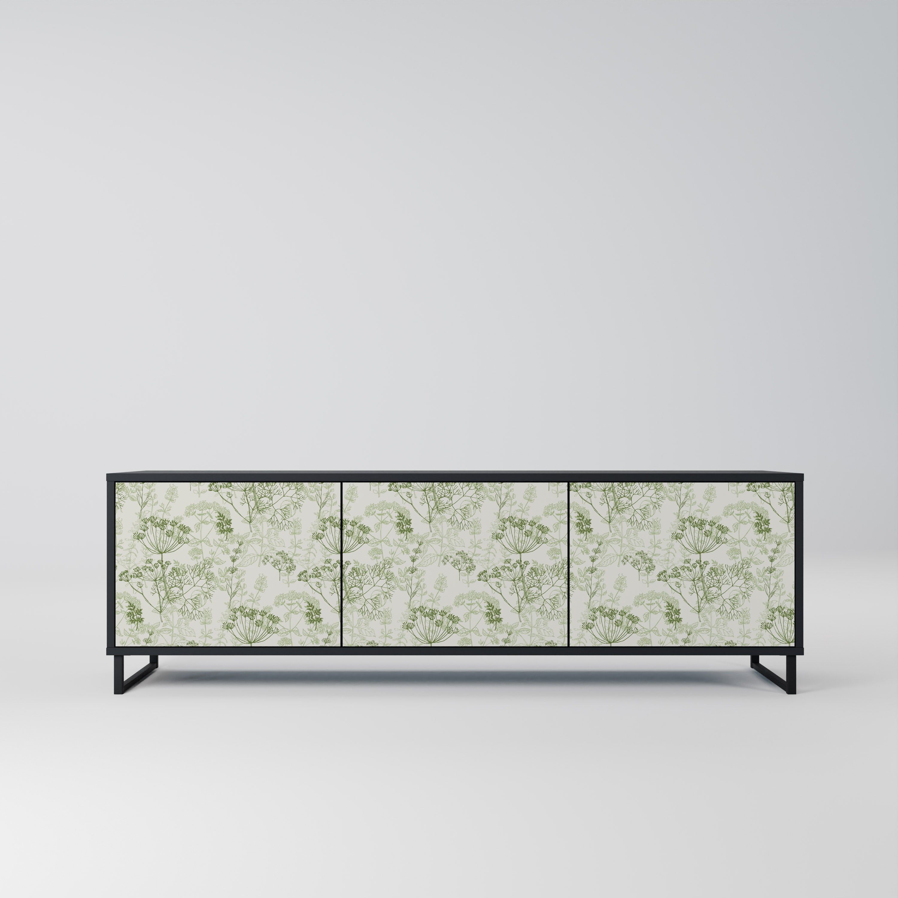 Mueble de TV FENNEL BALDACHIN de 3 puertas con acabado negro