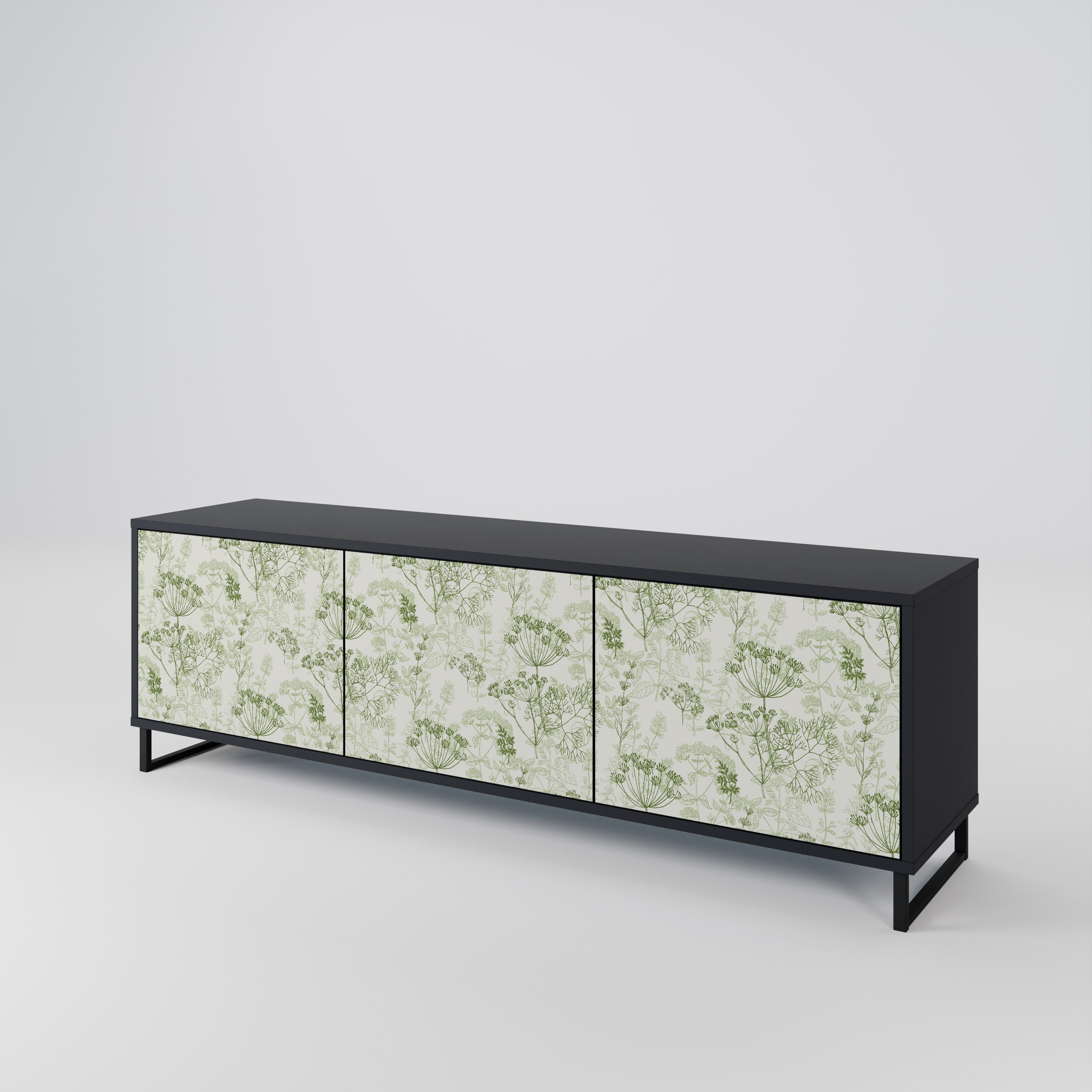 Mueble de TV FENNEL BALDACHIN de 3 puertas con acabado negro