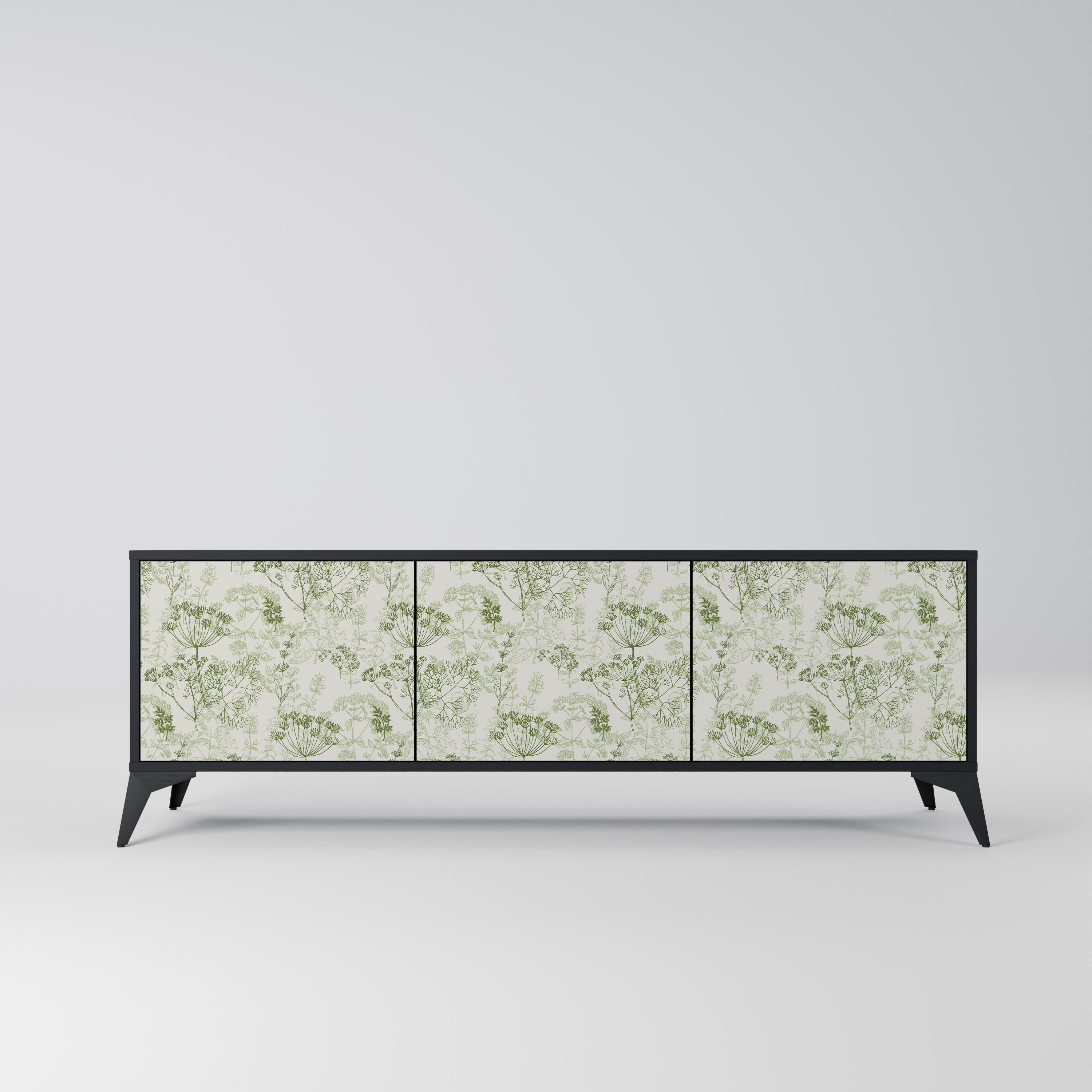 Mueble de TV FENNEL BALDACHIN de 3 puertas con acabado negro