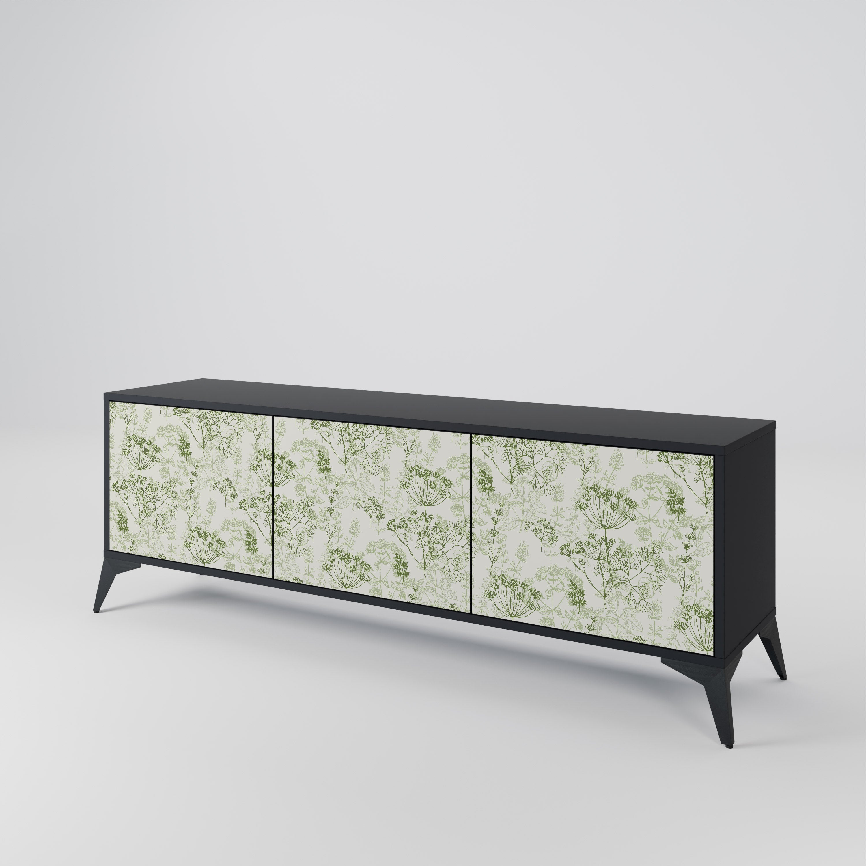 Mueble de TV FENNEL BALDACHIN de 3 puertas con acabado negro