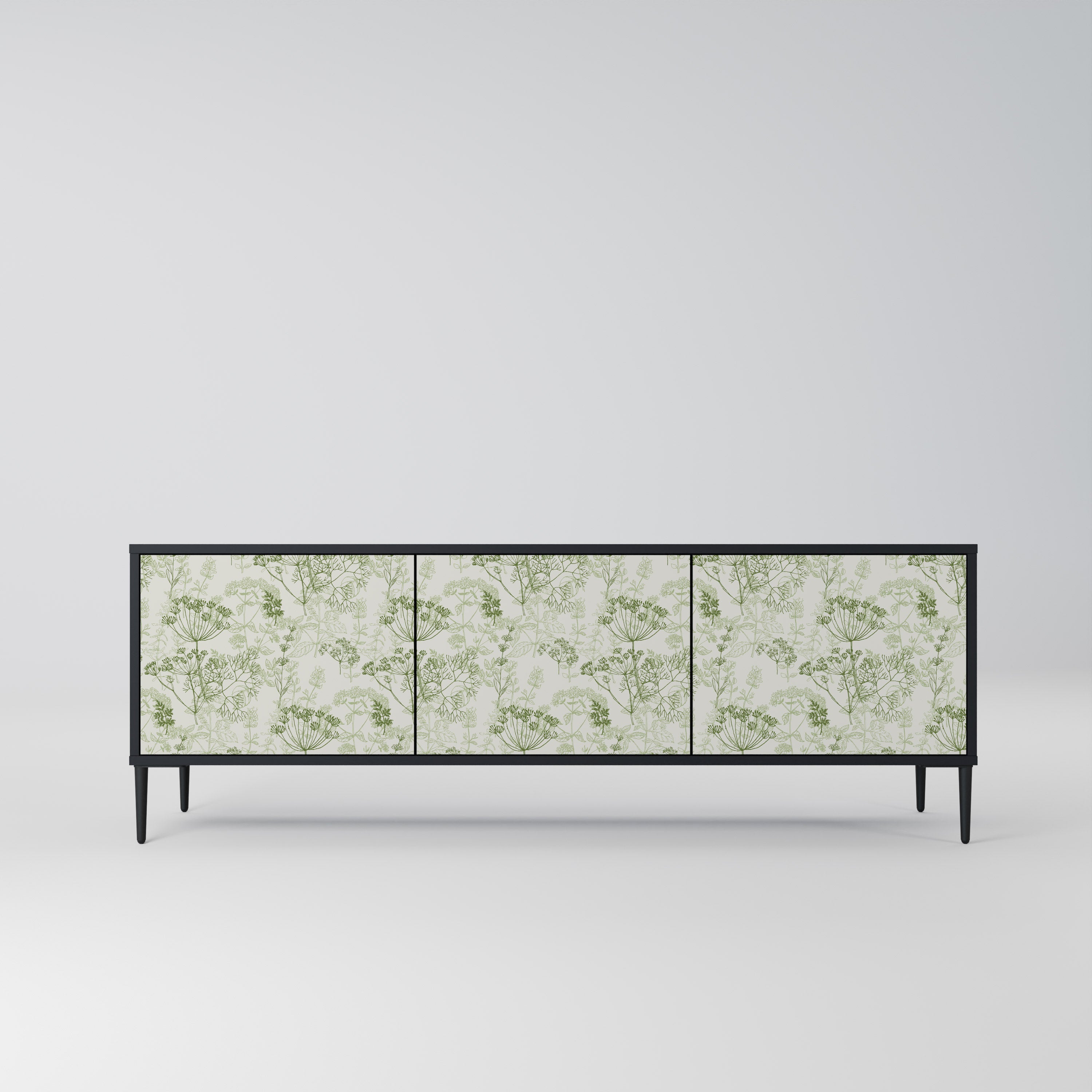Mueble de TV FENNEL BALDACHIN de 3 puertas con acabado negro