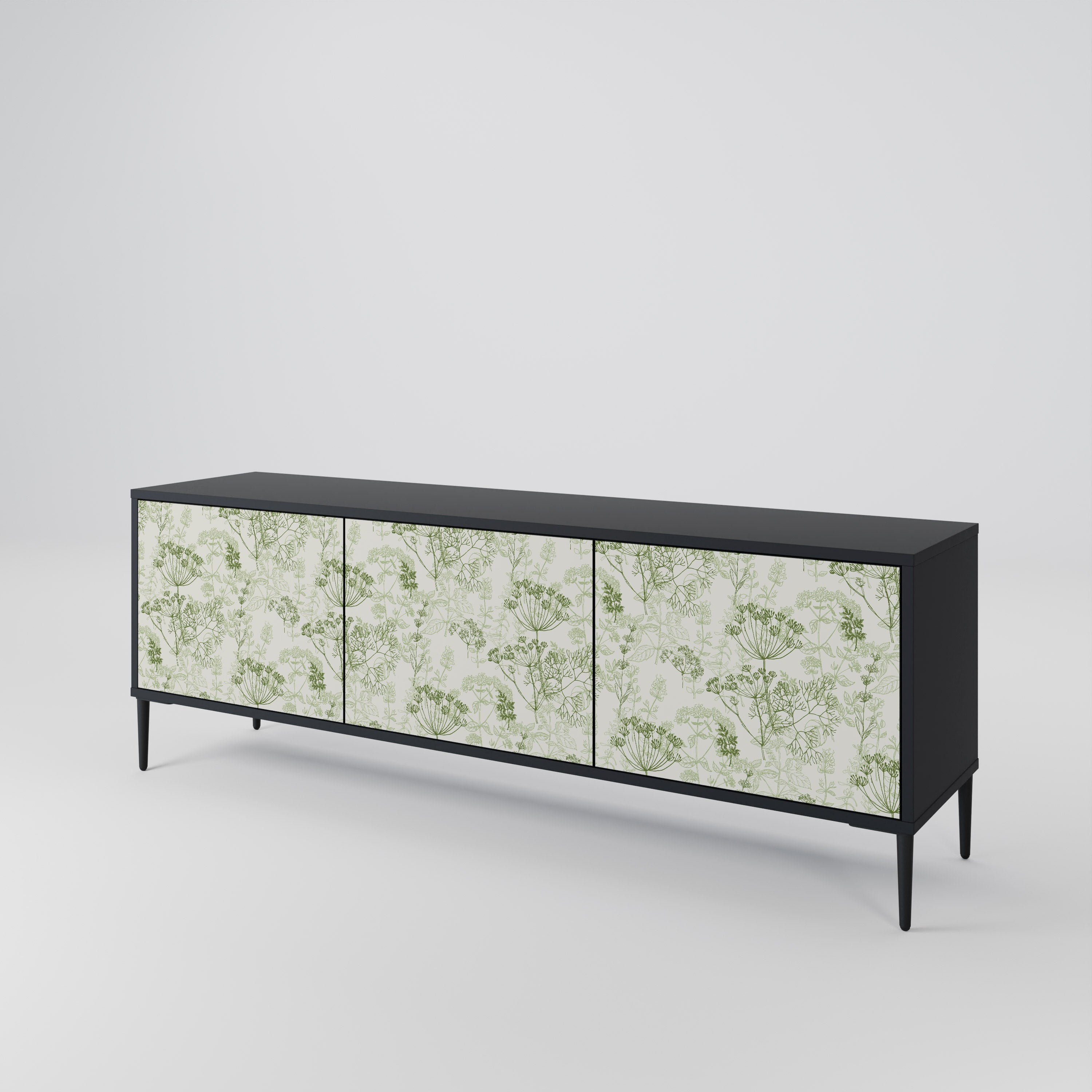 Mueble de TV FENNEL BALDACHIN de 3 puertas con acabado negro