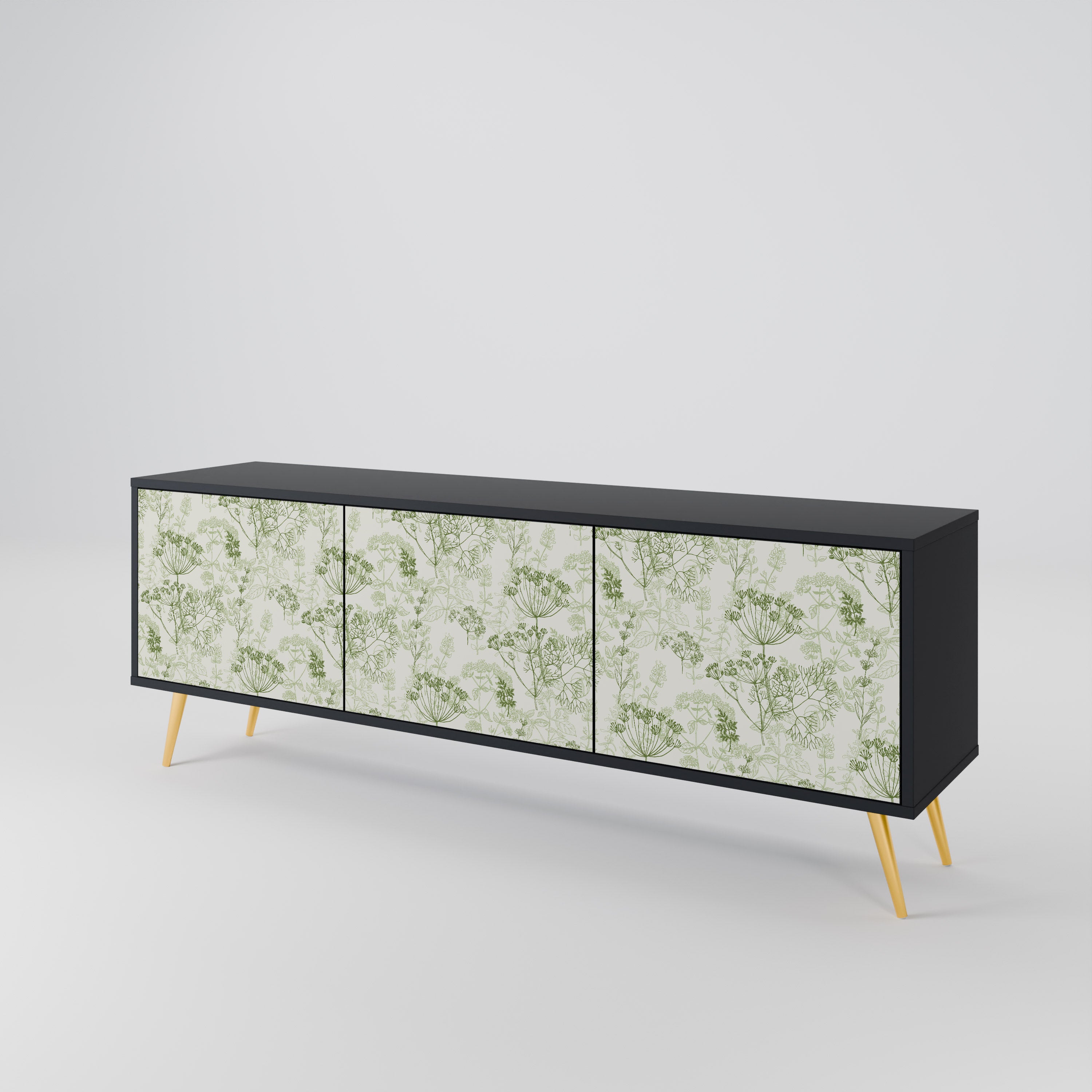 Mueble de TV FENNEL BALDACHIN de 3 puertas con acabado negro